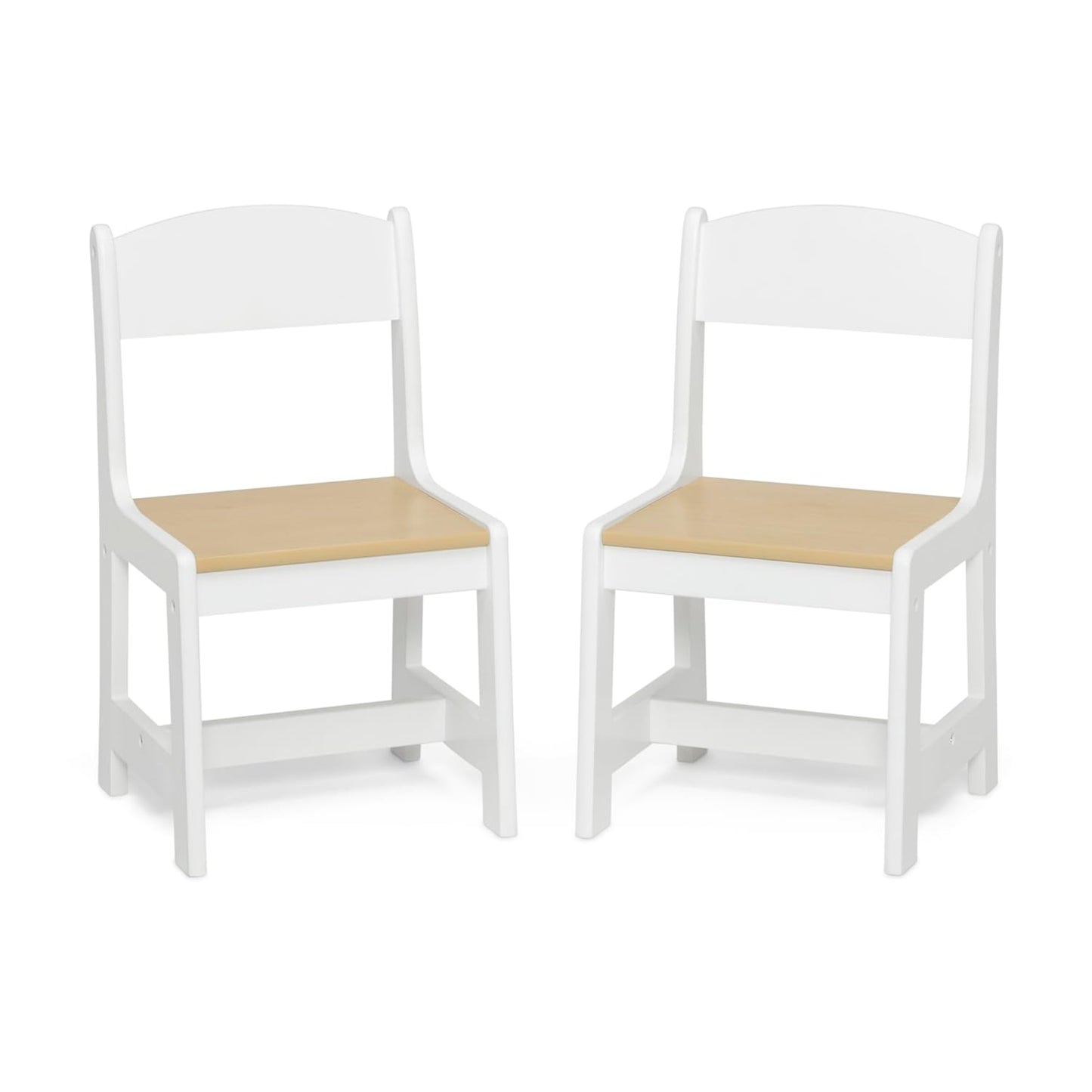 Mysize Kids Wood Table and Chair Set (2 Chairs Included) - Ideal for Arts & Crafts, Snack Time, Homeschooling, Homework & More, Bianca White/Natural