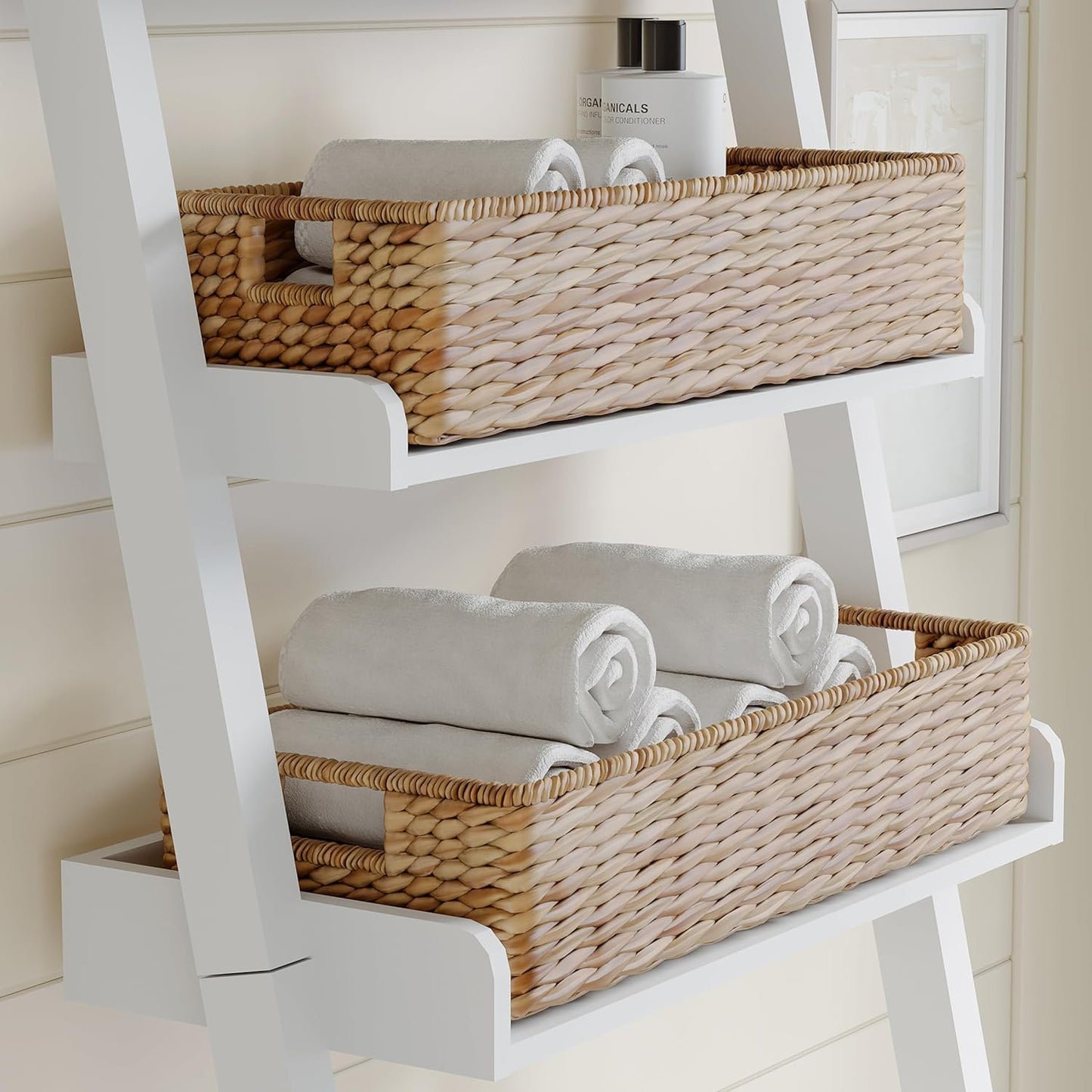 Over the Toilet Storage Ladder,Freestanding 3-Shelves over the Toilet Organizer,Toilet Bathroom Organizer Space Saver,Engineered Wood(White)