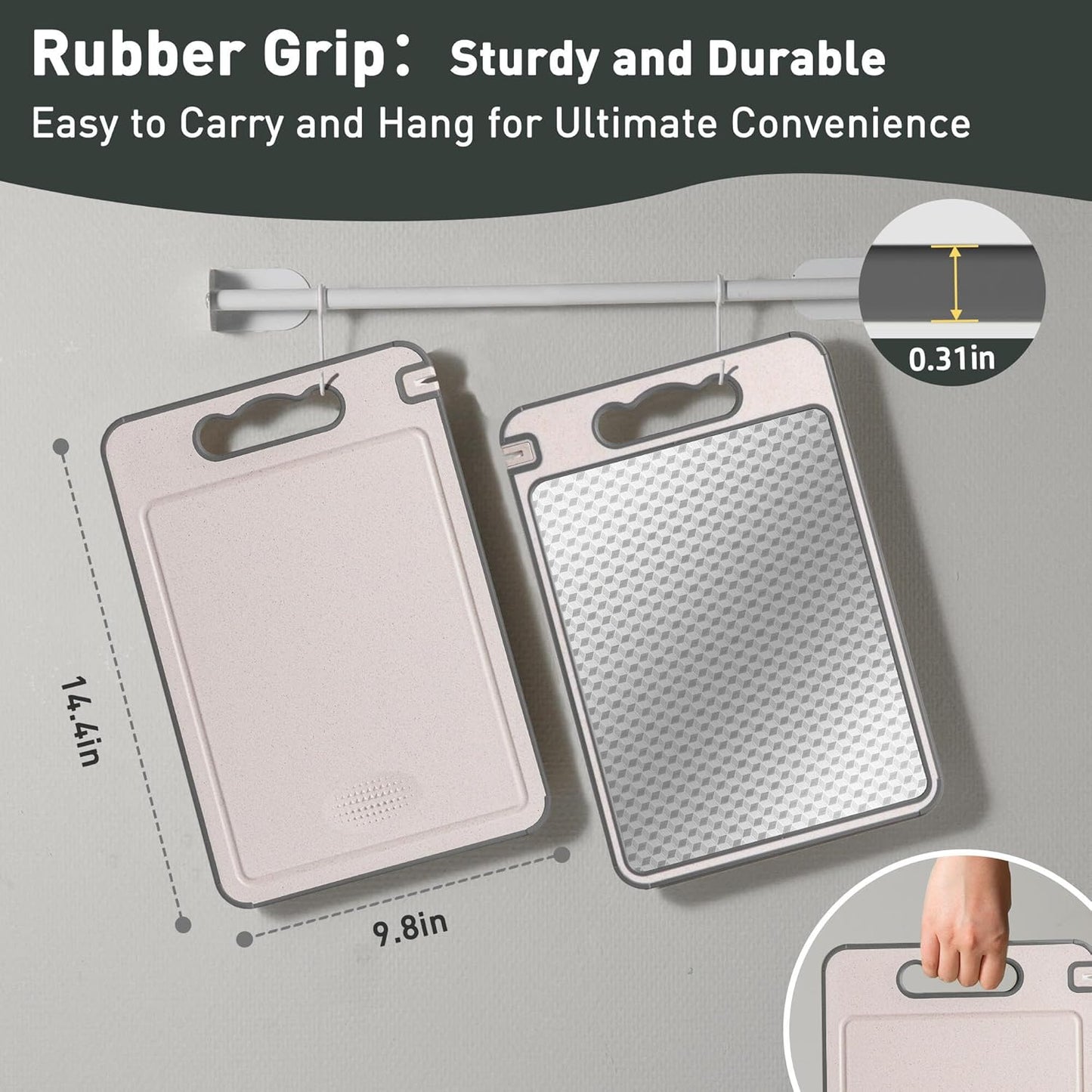 Stainless Steel Cutting Board with Handle Non-Toxic Chopping Large Big Small Metal Carving Kitchen Meat Butcher Block Not Titanium Wood Bamboo Glass Marble Stone Rubber Plastic Sink