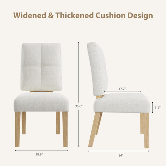 Wooden Dining Chairs Set of 4, Dining Room Chairs with Wood Legs, Cloud-Like Cushion & Reinforcement Structure Design for Kitchen/Living Room/Restaurant, Easy Assembly