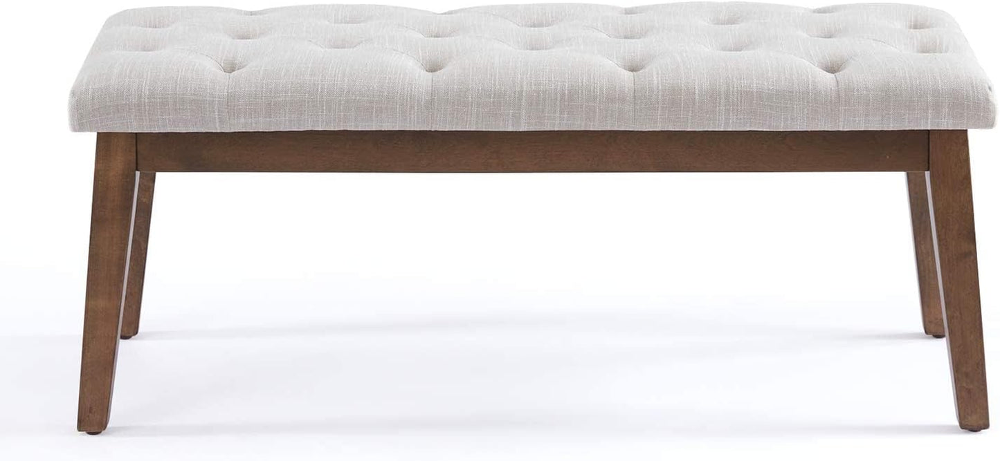 Bedroom Bench for End of Bed, Upholstered Dining Seat for Kitchen, Button-Tufted Ottoman Bench for Entryway and Living Room, Beige