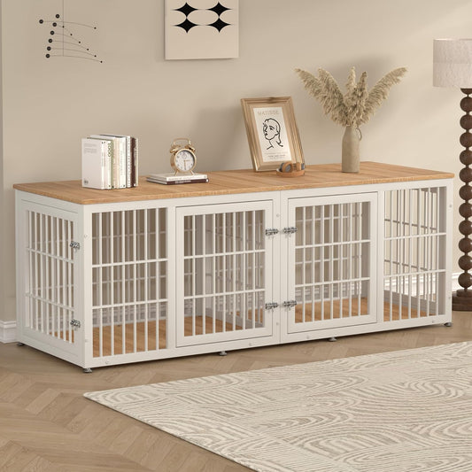 42 Inch Heavy Duty Dog Crate Furniture for Large and Medium Dogs, Decorative Pet House End Table, Wooden Cage Kennel Furniture Indoor, Gray
