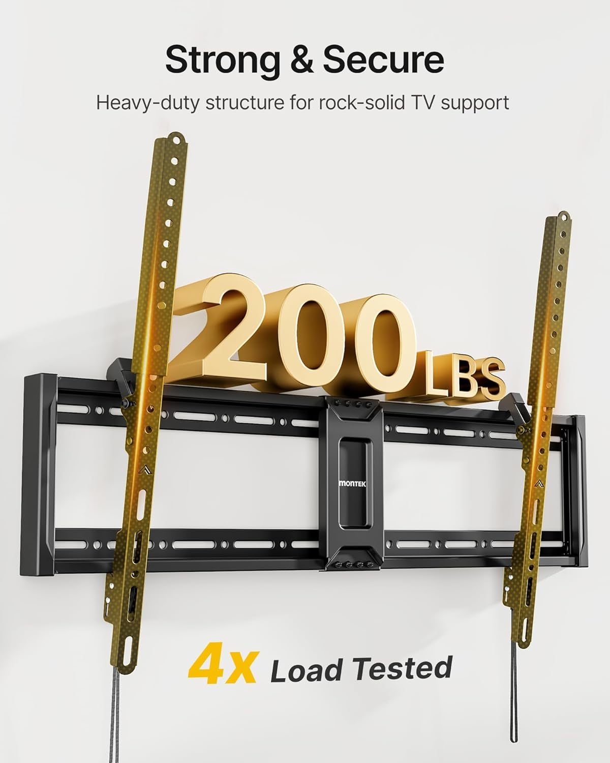 Heavy Duty Tilt TV Wall Mount for 43–100" Large Flat & Curved Tvs, Holds 200 Lbs, Ultra Slim Low Profile Bracket with 8° Tilt, Fits 16"/18"/24" Wood Studs, Max VESA 800X600, 4× Load Tested