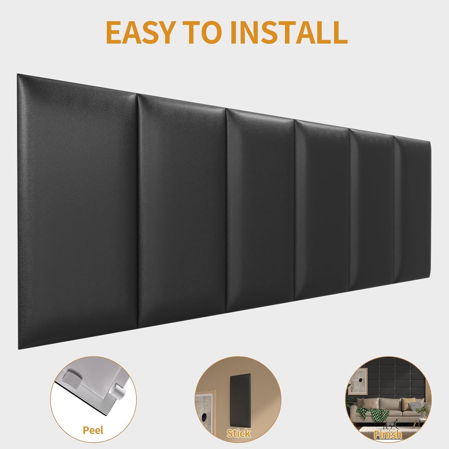 Twin Headboards, Self-Adhesive 3D Panels, Upholstered Wall Panels for Bedroom/Living Room (6 Pieces 9.84 in X 23.6 In)