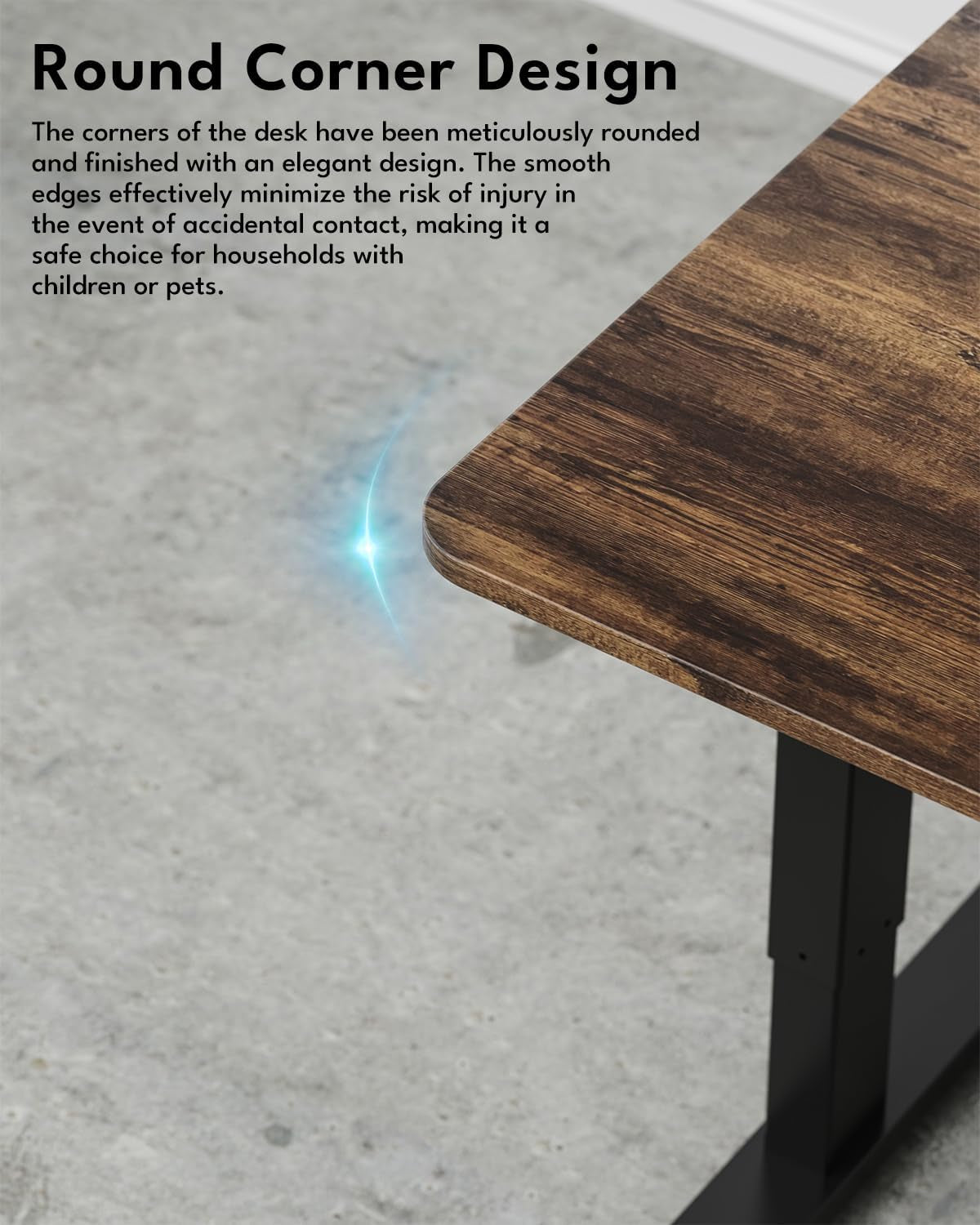 Standing Desk, Height Adjustable Electric Stand up Desk, 40 X 24 Inches Sit Stand Home Office Desk with Splice Board, Black Frame/Rustic Brown Top