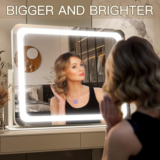 Vanity Mirror with Lights 22''X17'' Makeup Mirror with Lights,Vanity Mirror Touch Screen with 3-Color Lighting,Dimmable,For Vanity Desk Tabletop