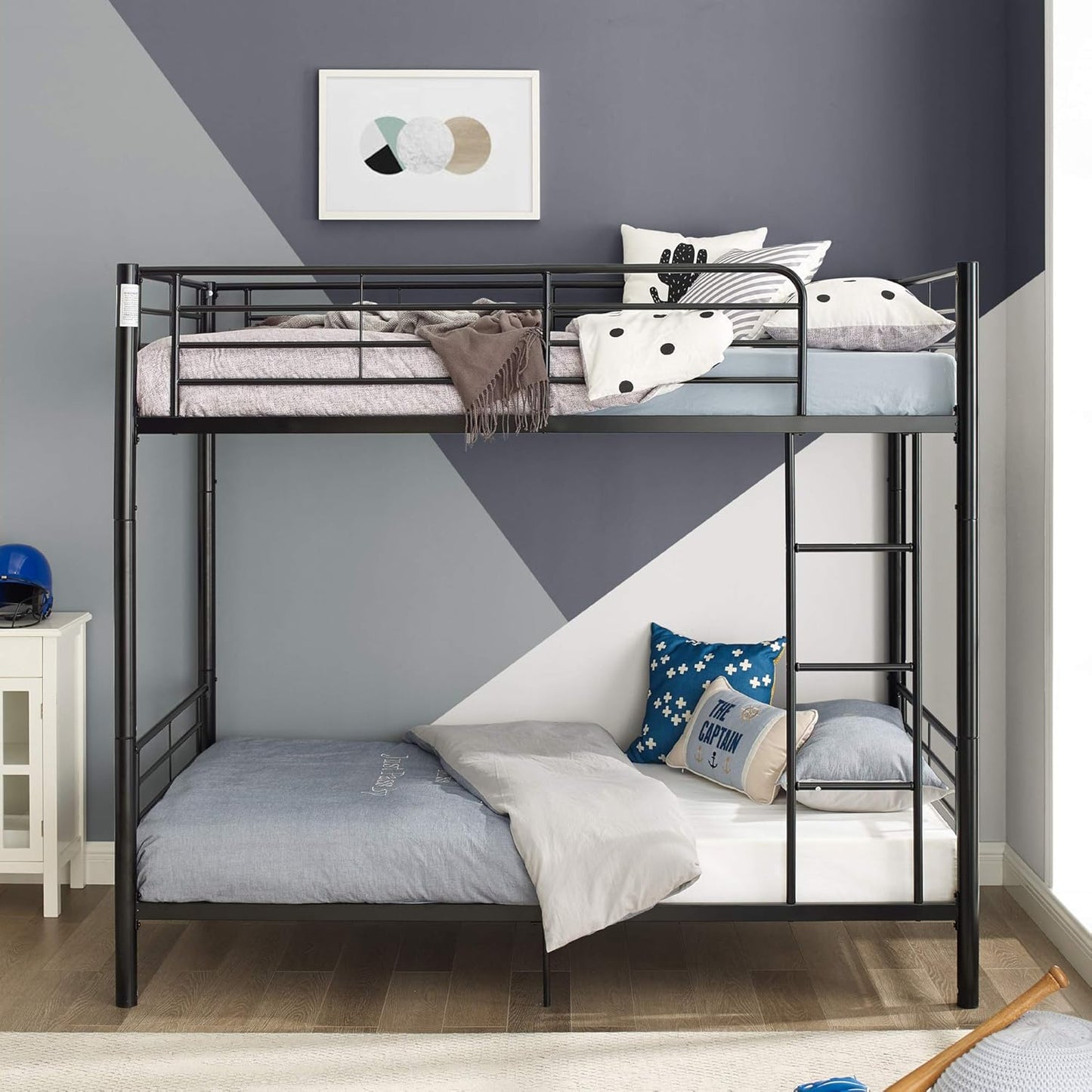 Elodie Urban Industrial Twin over Twin Metal Bunk Bed, Twin over Twin, Black