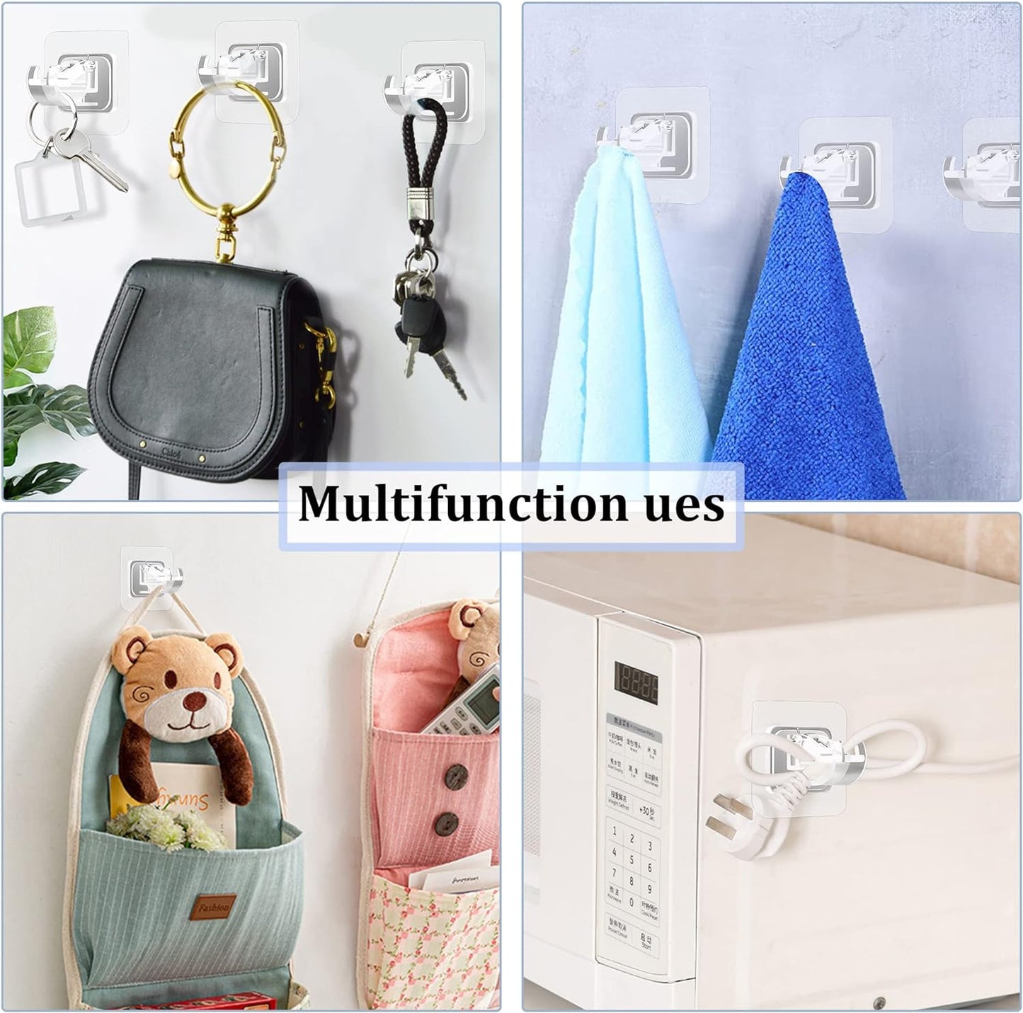 Self Adhesive No Drill Adjustable Curtain Rod Holder Hooks Brackets, Nail Free, No Drilling Hangers for Bathroom, Kitchen, Home, Bathroom and Hotel, Transparent, 8PCS
