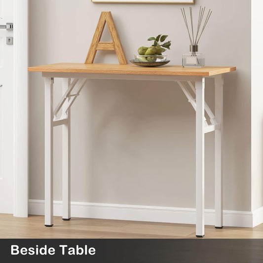 Small Desk 31 1/2" No Assembly Foldable Writing Table,Sturdy and Heavy Duty Folding Computer Desks for Small Space/Home Office/Dormitory AC5BW(80 * 40)