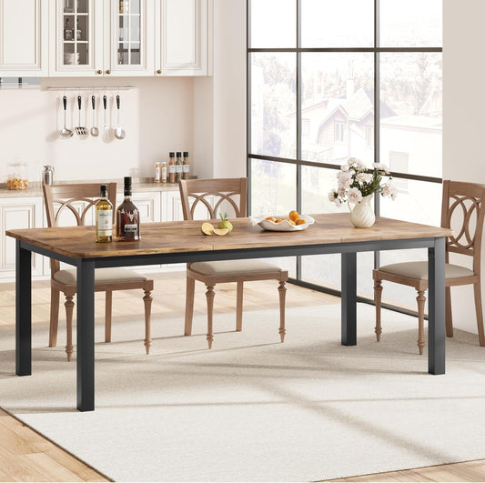 78.7 Inch Long Kitchen Table for 6-8, Dining Room Table for Kitchen Living Room, Large Rectangular Dinner Tables, Industrial Indoor Restaurant Tables with Sturdy Metal Frame(Only Table)