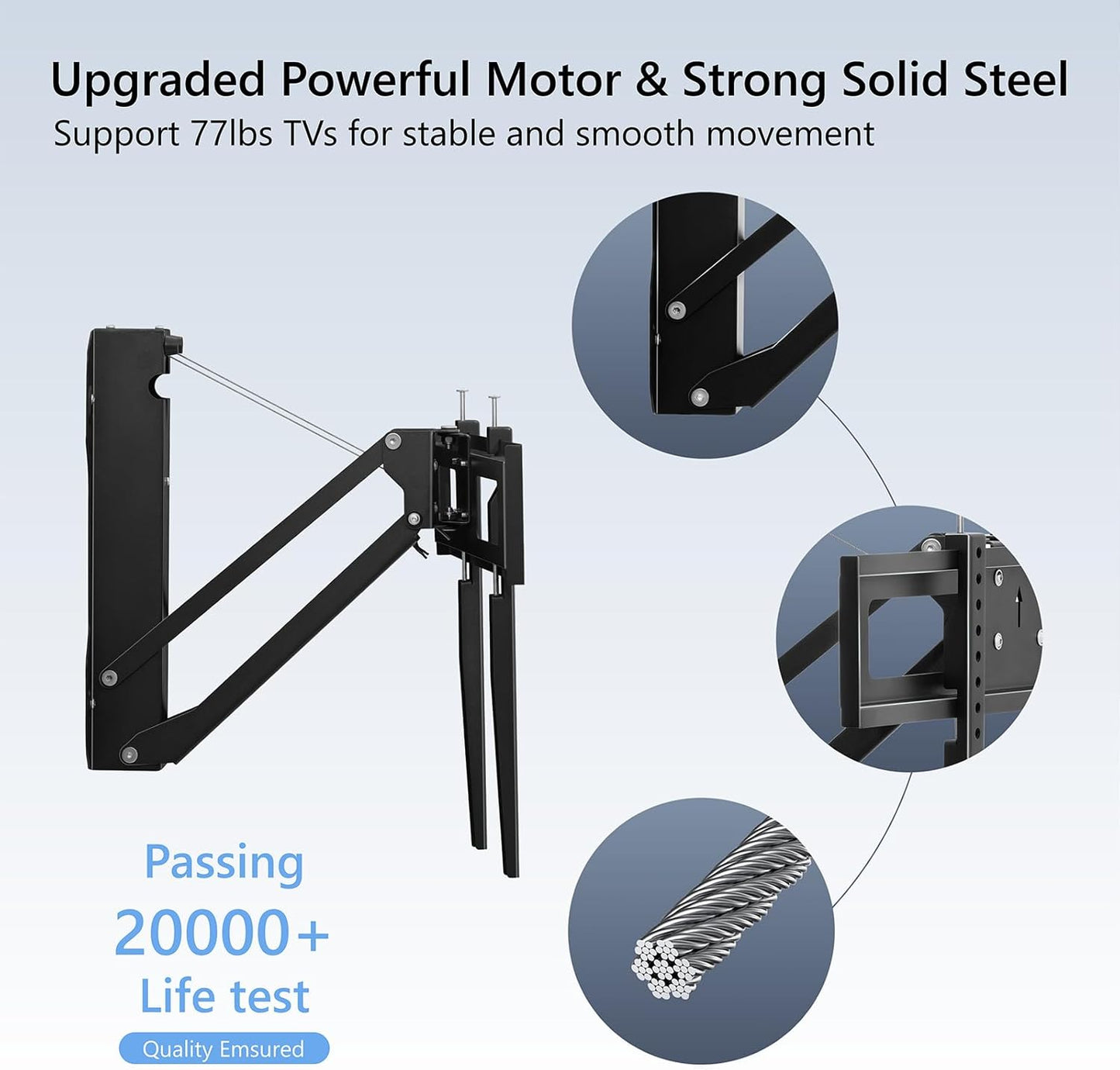 Motorized Fireplace TV Wall Mount for 32 to 75 Inch Screen up to 88 Lbs, Drop down TV Mount Height-Adjustable, Black