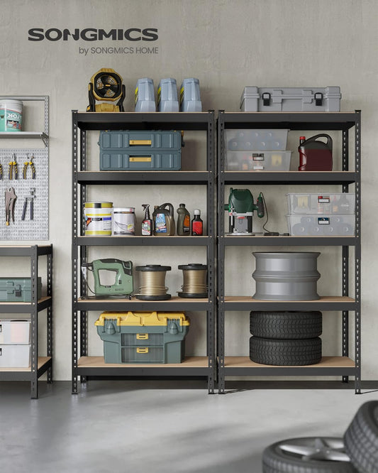 5-Tier Storage Shelves, Load 2310 Lb, Set of 2 Garage Storage, Boltless Assembly, Adjustable Shelving Unit, 17.7 X 35.4 X 70.9 Inches, for Study Shed Basement, Black UGLR450B02