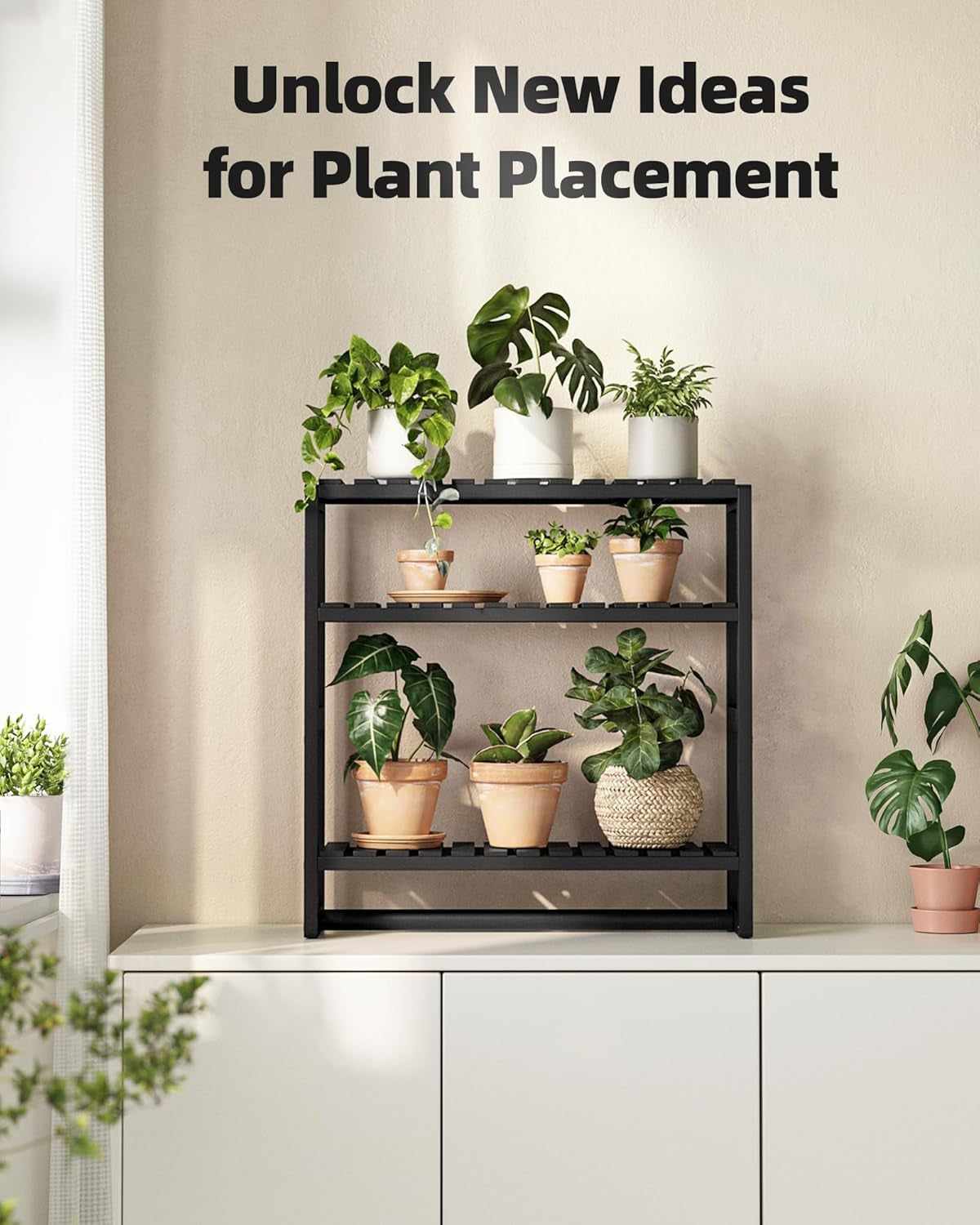 Over the Toilet Storage Bathroom Shelves Wall Mounted 3 Tier Space Saver Corner Shelf Organizer Bamboo Towel Rack Toilet Paper Cabinet with Hanging Rod Black
