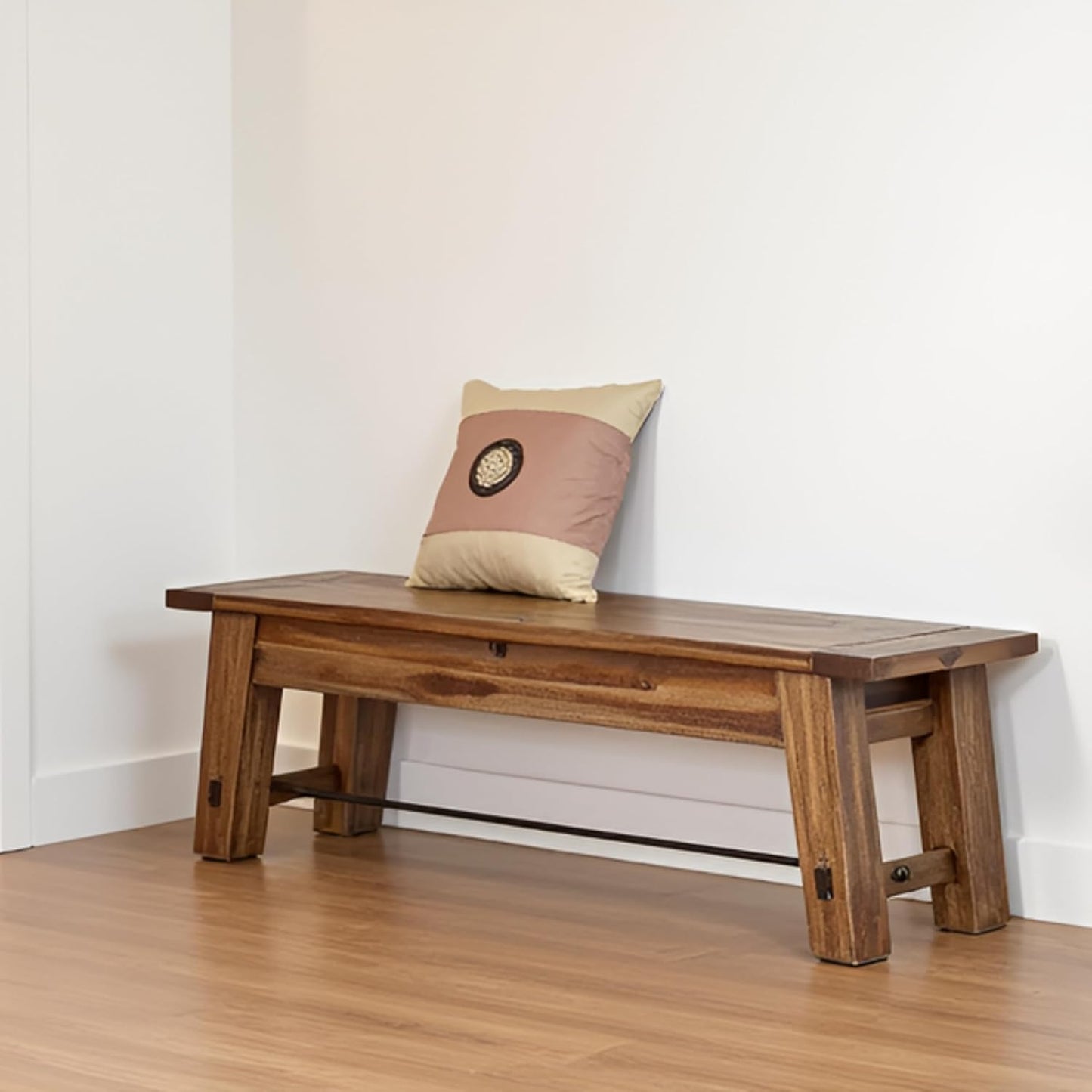 Durango Rustic Farmhouse Style 60-Inch Wood Bench - Industrial Modern Accent Furniture with Solid Wood Seat for Entryway, Dining Room, Hallway, Foyer, or Kitchen by