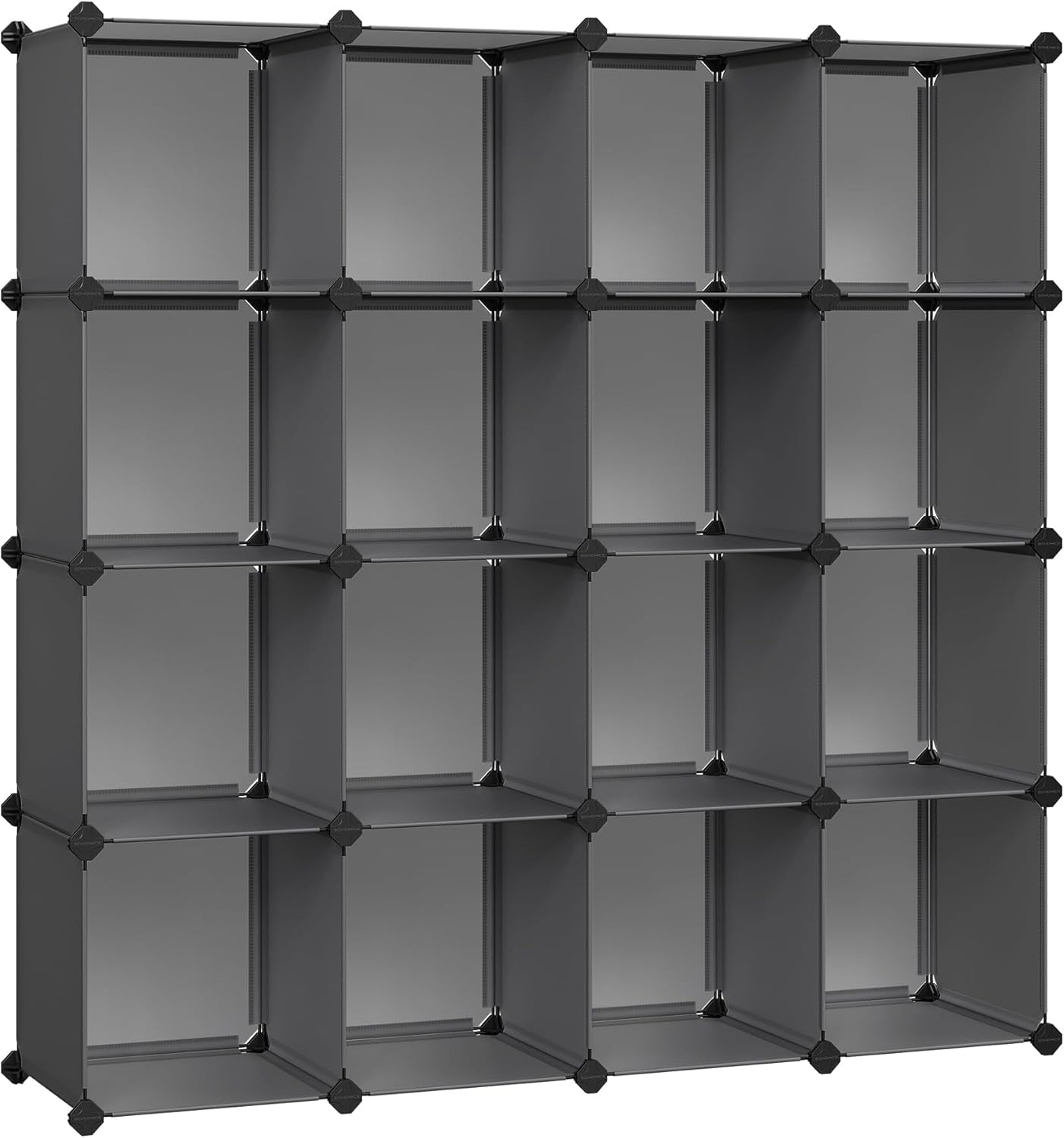 Cube Storage Organizer, Set of 16 Plastic Cubes, Book Shelf, Closet Organizers and Storage, Room Organization, Bedroom Living Room, 12.2 X 48.4 X 48.4 Inches, White ULPC44L