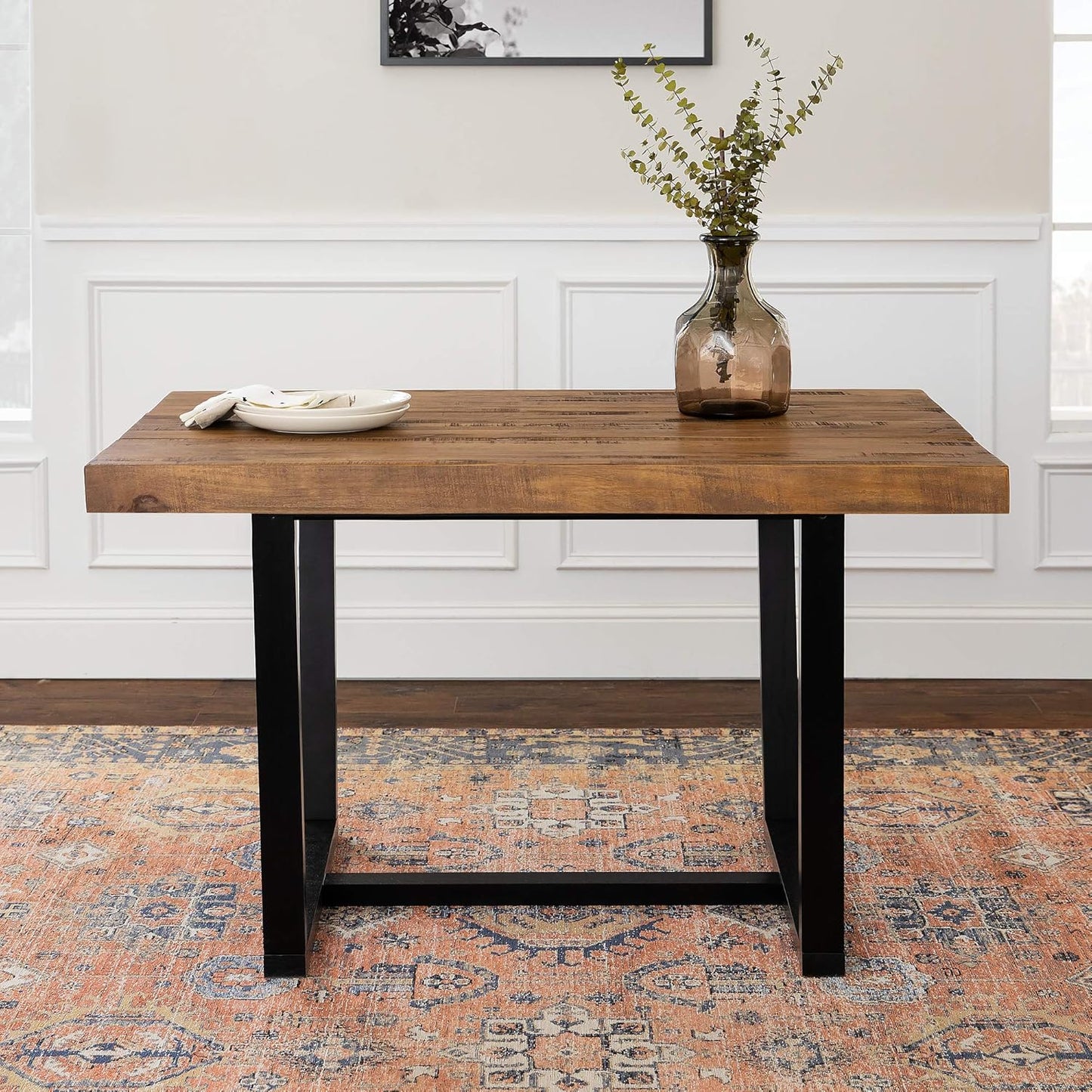 Durango Distressed Solid Wood Dining Table, 52 Inch, Rustic Oak