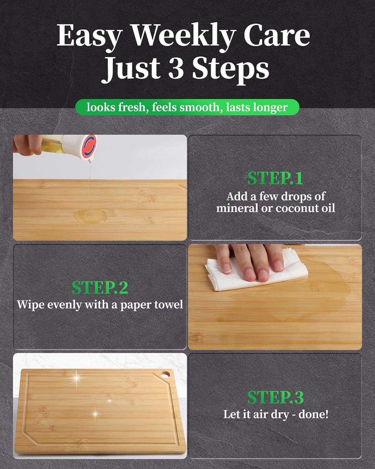Bamboo Cutting Board - Multi-Sizes Wooden Cutting Boards for Kitchen, Convenient Kitchen Essentials with Deep Juice Grooves, Natural Cutting Board for Chopping & Serving, 15.0" X 10.0"
