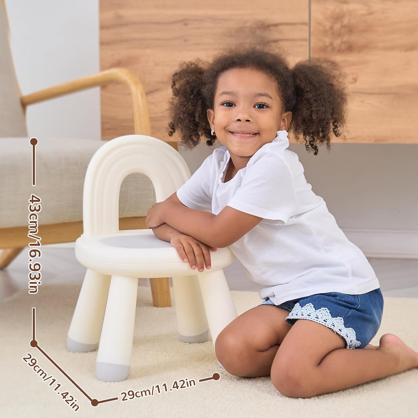 Toddler Chair, Ergonomic Kids Chair, Durable and Sturdy Small Plastic Child Chair for Toddlers 1–3