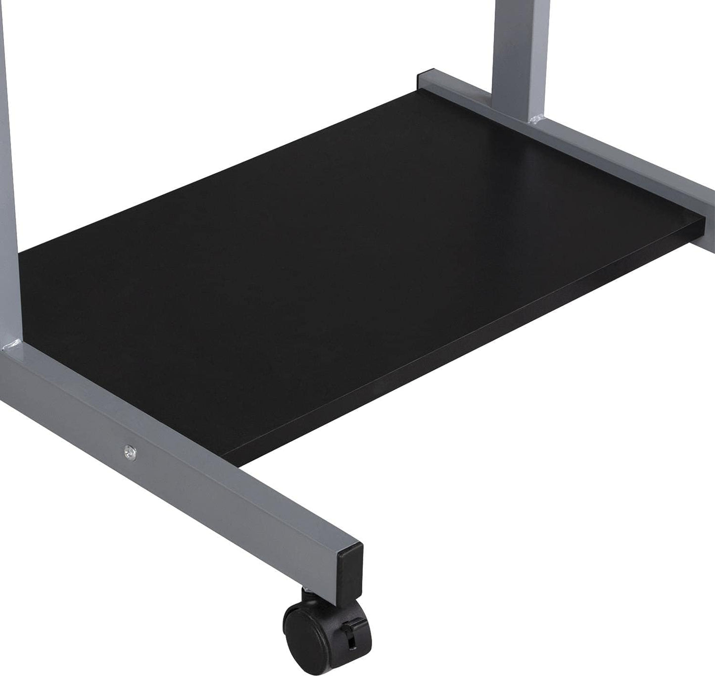 Mobile Computer Desk Cart, Small Rolling Laptop Desk PC Table Workstation with Drawer and Printer Shelf, Writing Desk Table for Small Space/Home Office