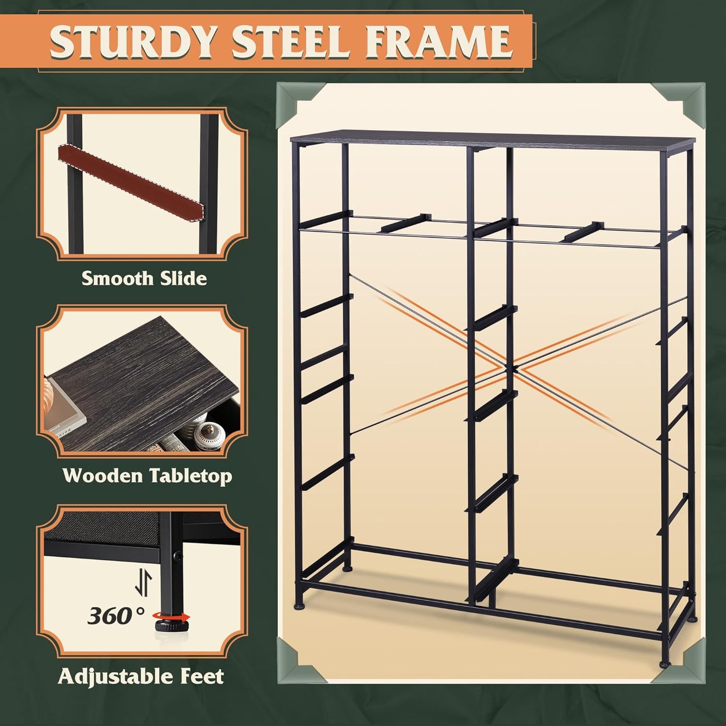 Tall Dresser for Bedroom with 12 Drawers, Dressers & Chests of Drawers, Fabric Dresser for Closet, Living Room, Storage Dressers with Storage Drawers, Steel Frame, Wood Top, Charcoal Black
