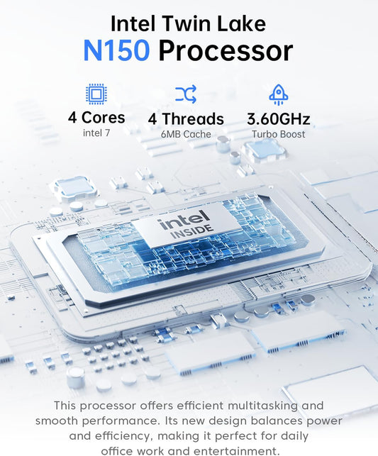 V1 Mini PC Computers, Intel Twin Lake N150(Turbo 3.6Ghz), 16GB DDR4 RAM 1TB M.2 SSD Mini Desktop Computer, 4K HDMI Dp/2Xusb3.2 Wifi6/Bt5.2, VESA Gbe, Htpc/Business Office Micro Pc