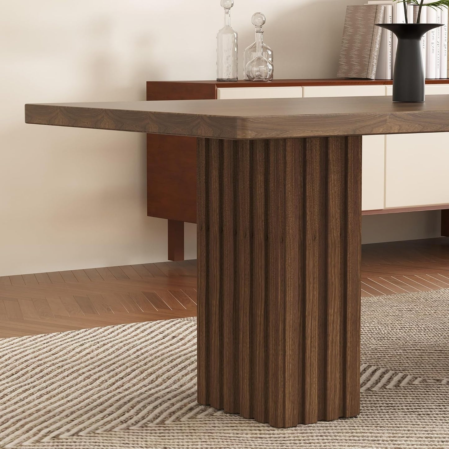 Mid-Century Modern 70.8" Dining Table, Versatile for Kitchen, Home Office, Living Room, Breakfast Nook, Outdoor Patio & Gaming, Ideal Dining Room & Work Desk, Walnut