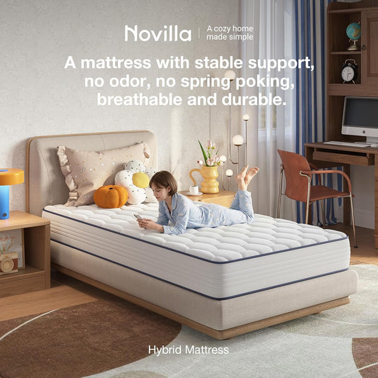 6 Inch Twin Mattress,Bonnell Spring Hybrid Mattresses for Spine Support & Cooling Comfort - Twin Bed Mattress,Adaptive Foam Layer with Medium Firm- Certipur-Us Certified for Youth/Guest Rooms