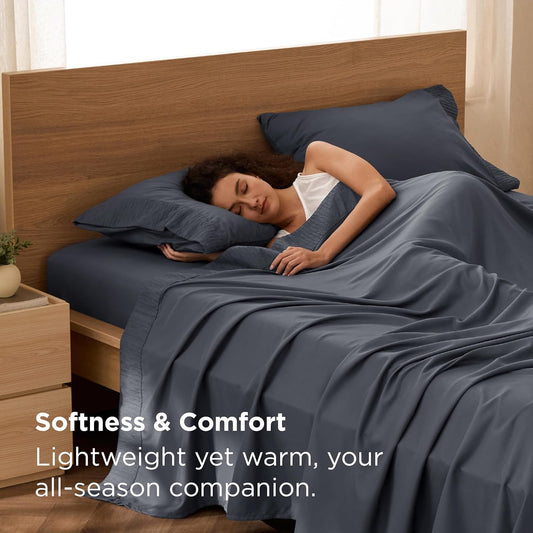 Full Size Bed Sheets - 4 Pieces Soft Full Sheet Set - Breathable & Cooling - Hotel Luxury - Easy Care Polyester Microfiber Bedding for Women, Men, Dark Grey