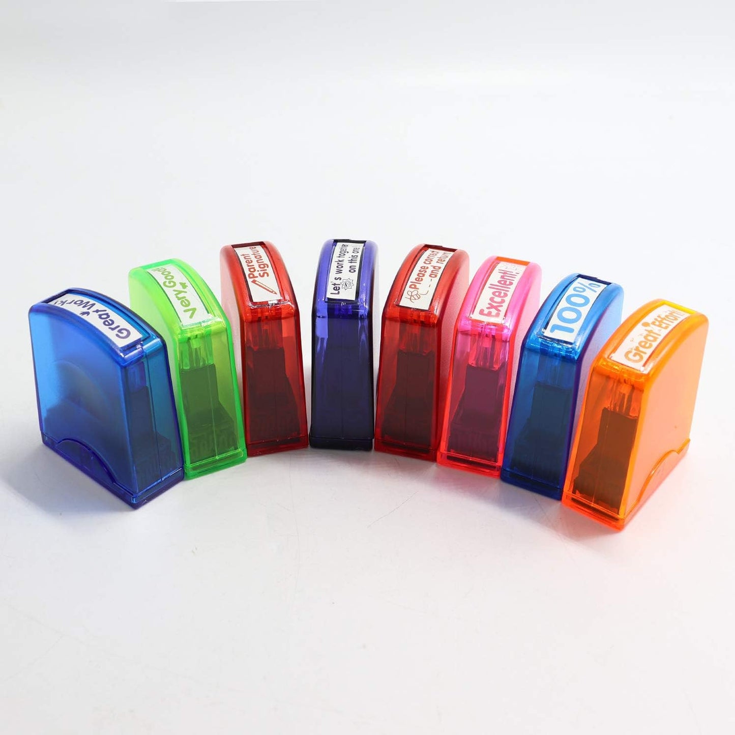 8PCS Teacher Stamp Set,Colorful Self-Inking Motivational Classroom Stamper for Grading,Encouraging Rating Stamp Student,Parent Signature Stamps for Homework,School Homeschool Reward Supplies
