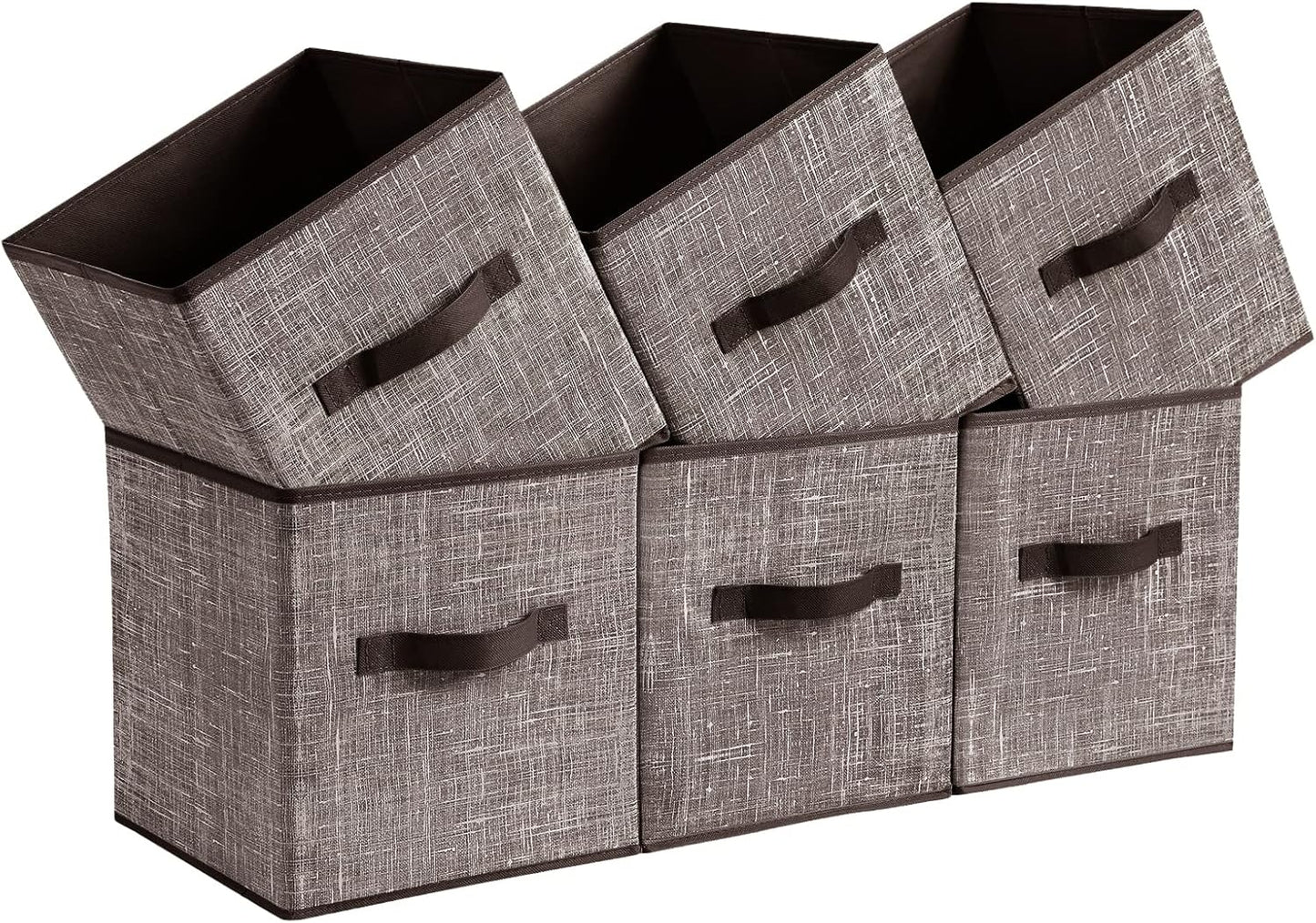 Storage Cubes, 13-Inch Non-Woven Fabric Bins with Double Handles, Set of 6, Closet Organizers for Shelves, Foldable, for Clothes, Cattail Gray UROB033G01
