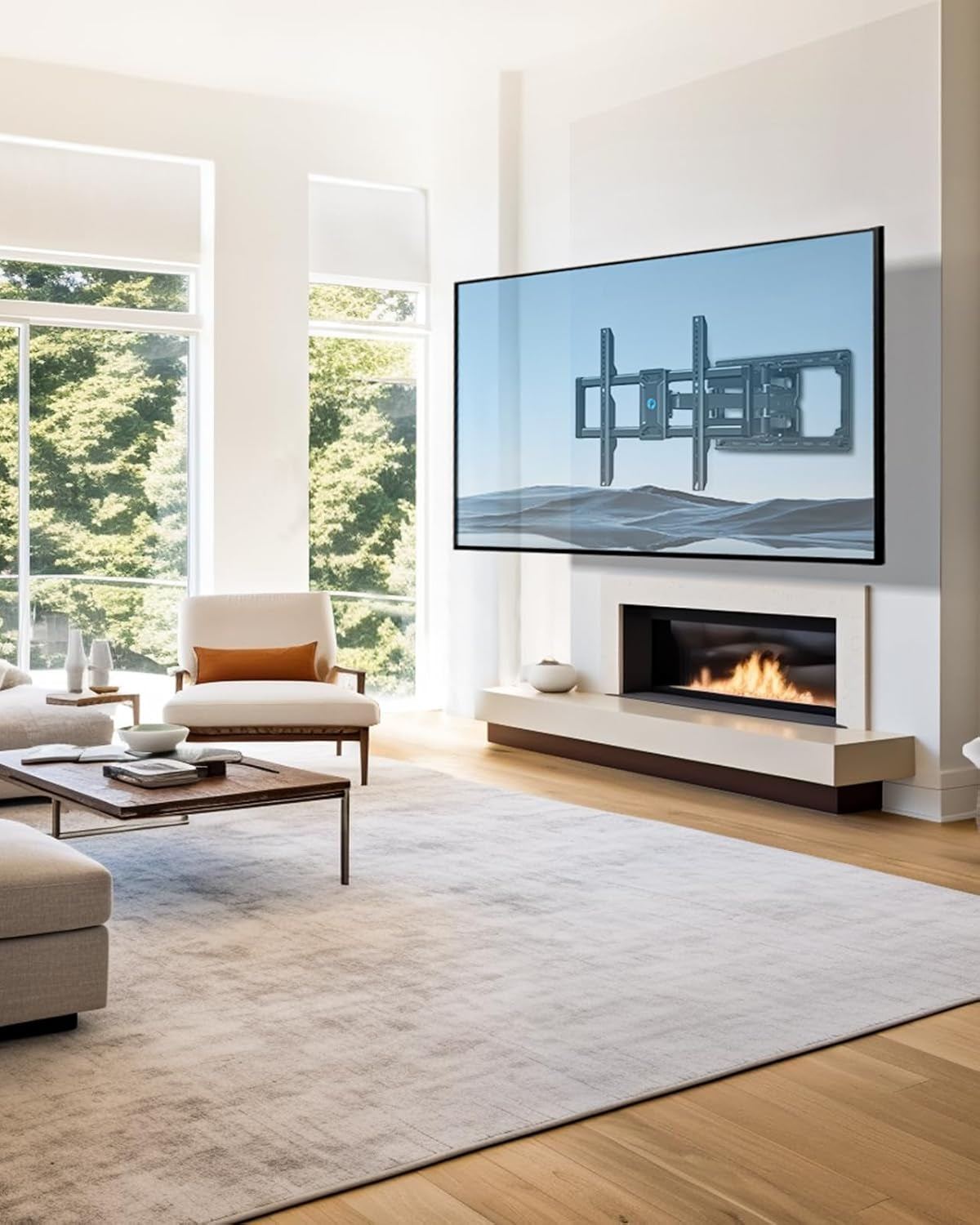 Full Motion TV Wall Mount for 42-85 Inch Flat Screen LED TV up to 132Lbs Swivel Dual Articulating Arms Mount, Tool-Free Tilt Bracket Max VESA 600X400Mm, Fits 8” 12” 16" Wood Studs