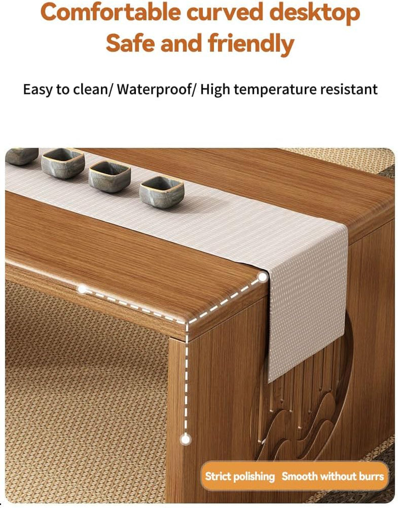 Folding Coffee Table, Foldable Japanese Floor Table No Assembly, Low Coffee Table for Sitting on the Floor, Small Coffee Tables for Living Room Meditation Tea Room Tatami Dining 39.4 Inch