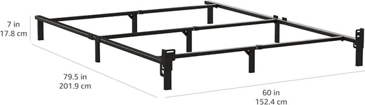 Metal Bed Frame(Box Spring Required), 9-Leg Base for Box Spring and Mattress, Queen, Tool-Free Easy Assembly, 79.5" L X 59.5" W X 7" H, Black