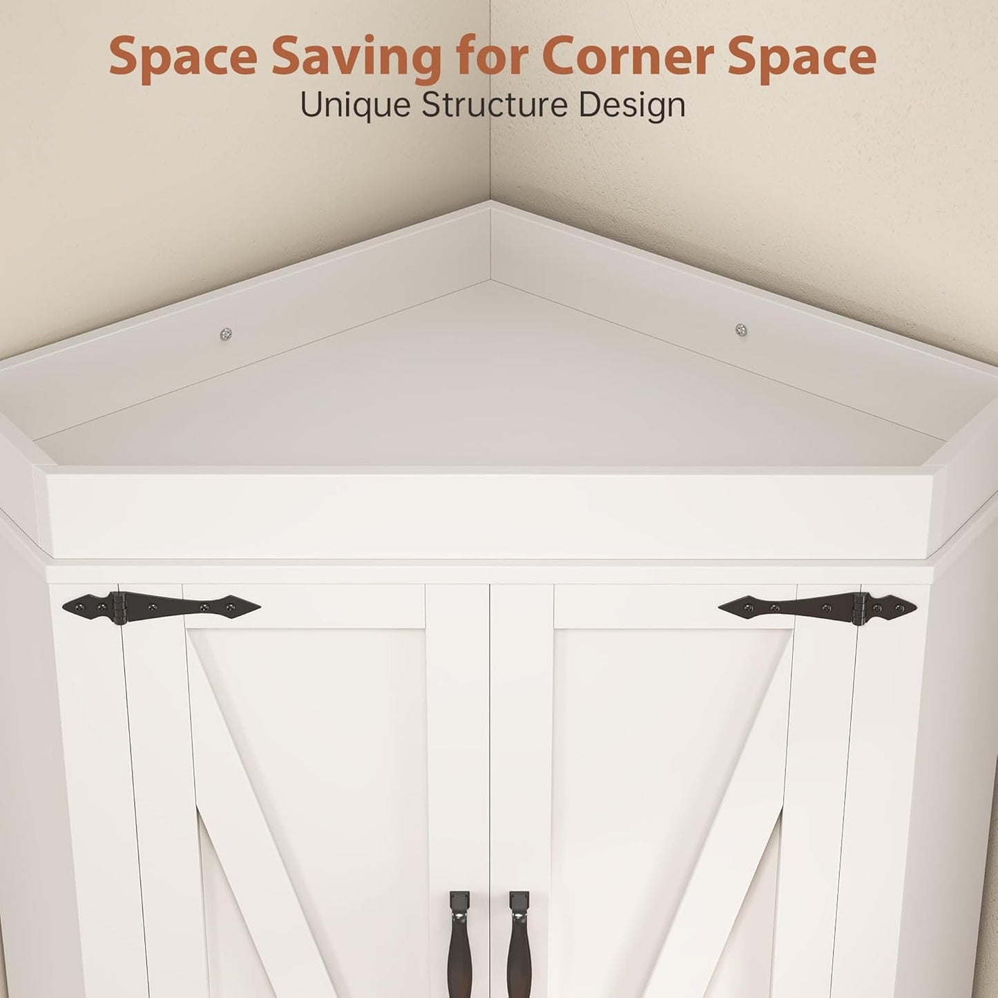 Corner Cabinet,71'' Kitchen Pantry Storage Cabinet with 4 Doors and Shelves, Tall Food Pantry Storage Cabinet Farmhouse Furniture for Kitchen Dining Room, White