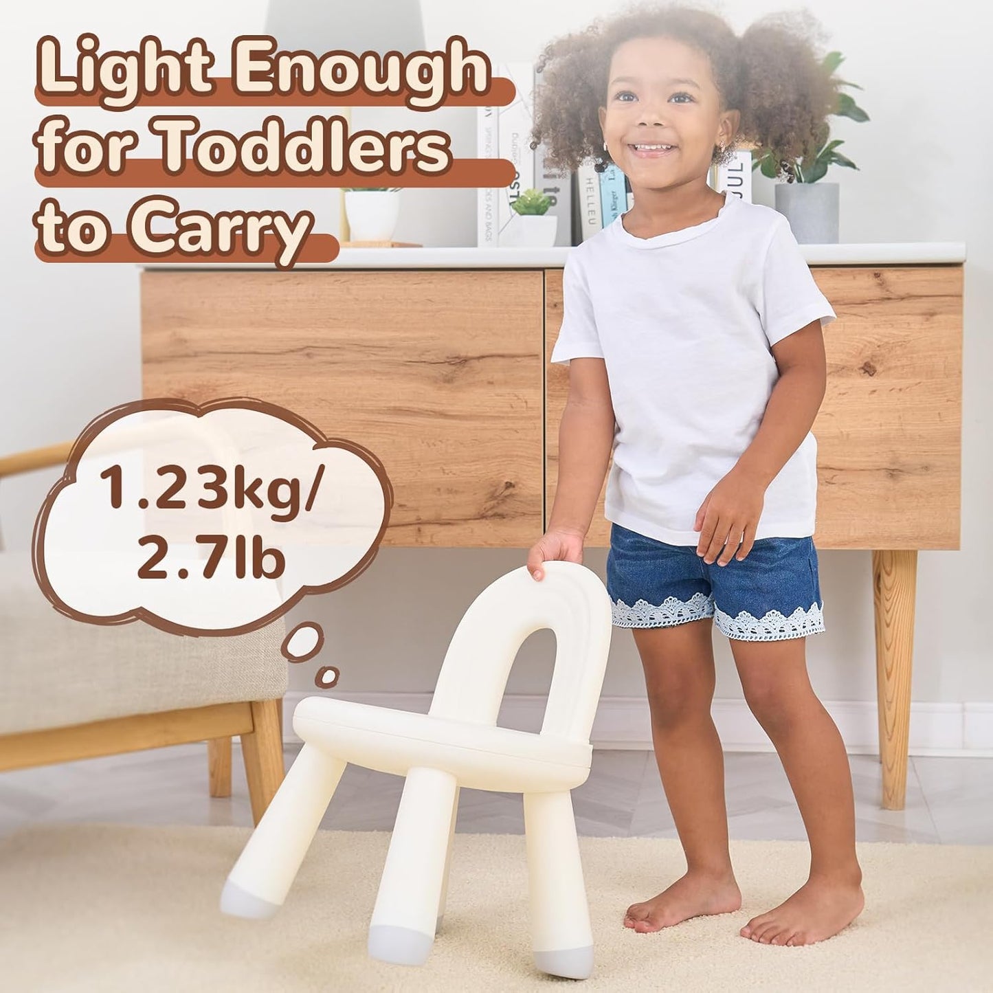 Toddler Chair, Ergonomic Kids Chair, Durable and Sturdy Small Plastic Child Chair for Toddlers 1–3