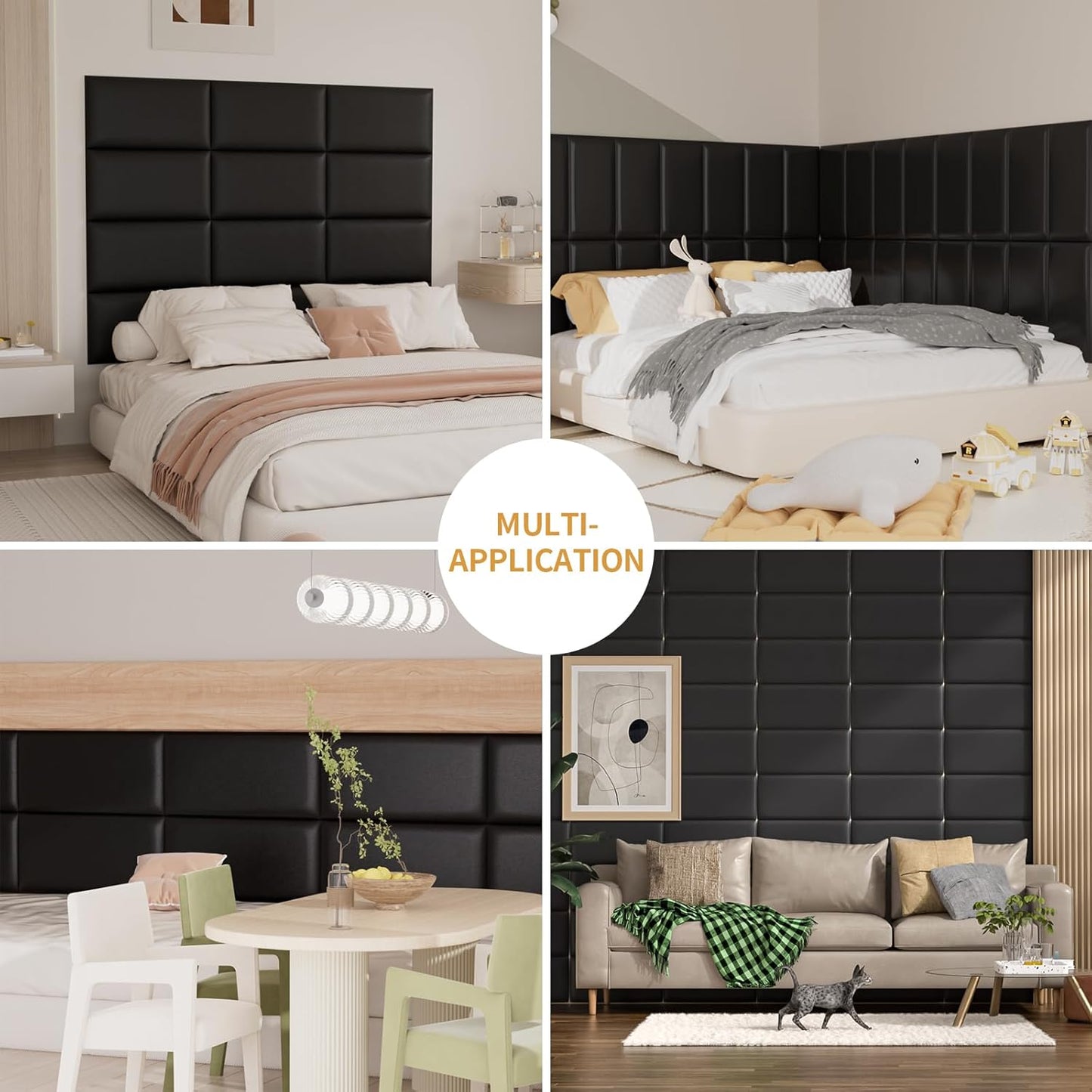 Twin Headboards, Self-Adhesive 3D Panels, Upholstered Wall Panels for Bedroom/Living Room (6 Pieces 9.84 in X 23.6 In)