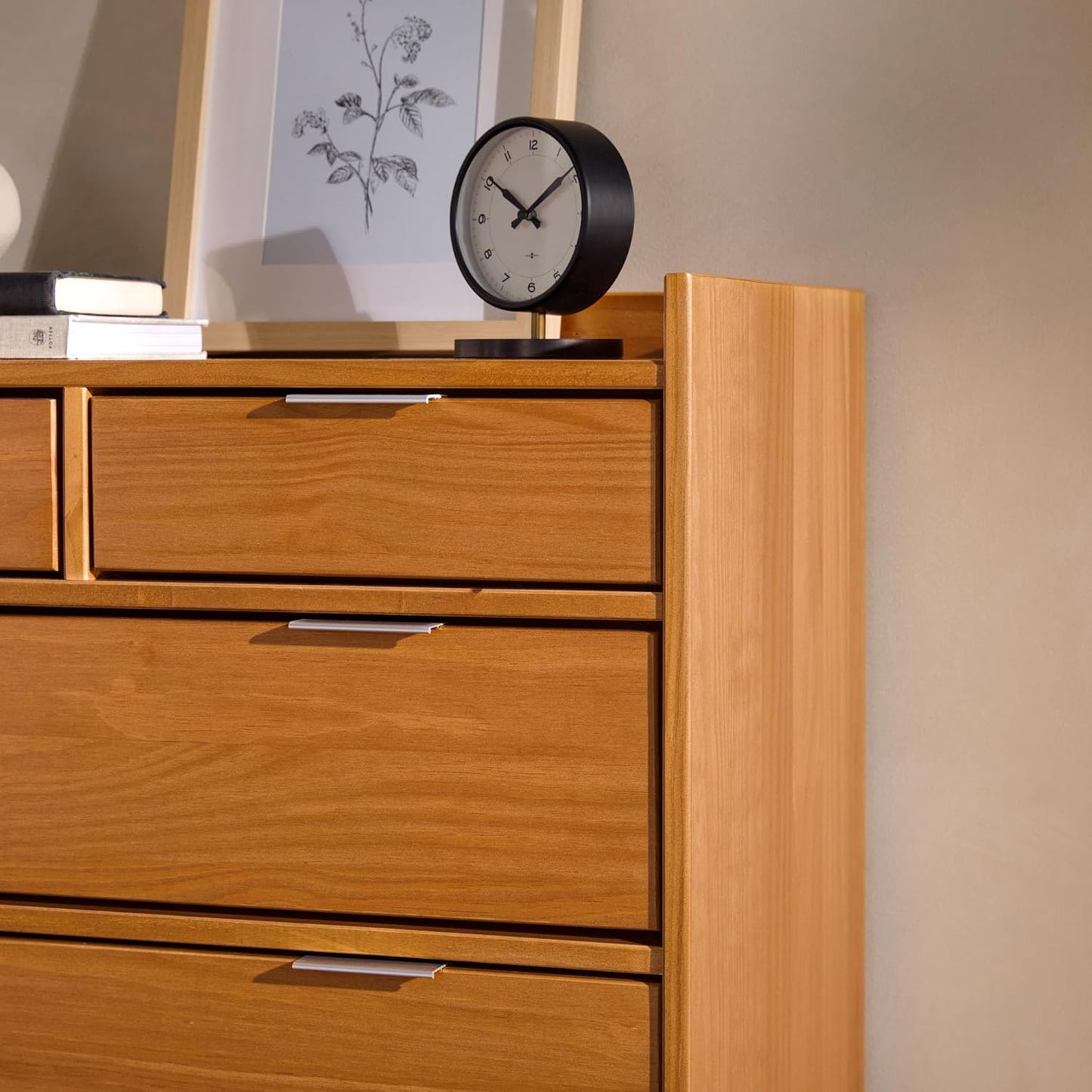 Blythe Mid-Century Modern Tray-Top Solid Wood 6-Drawer Dresser, 30 Inch, Caramel