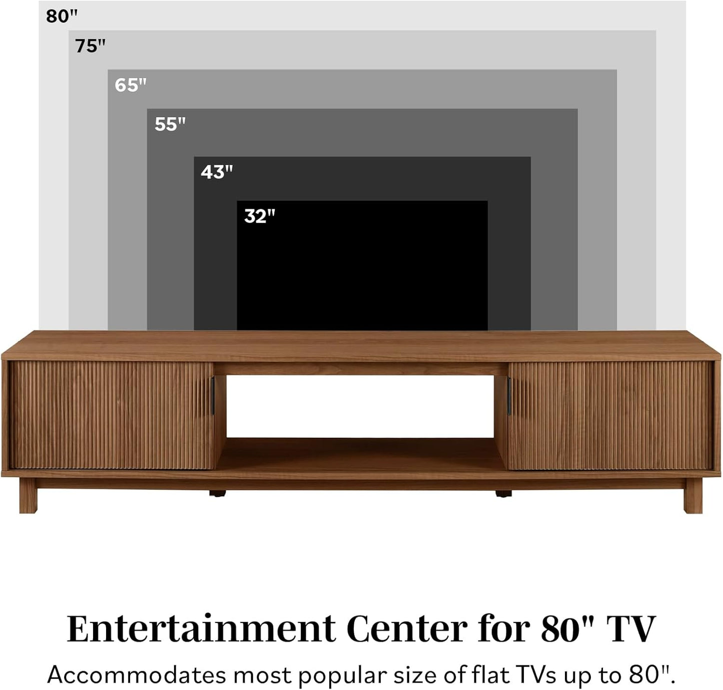 Arundo Fluted TV Stand for Tvs up to 80 Inches, 70" TV Stand, Mocha
