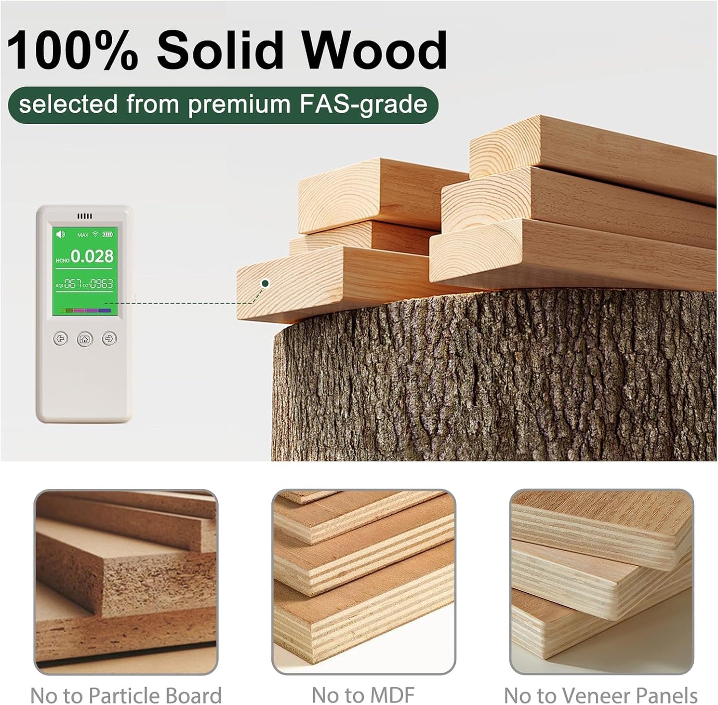 100% Solid Wood 3-Tiers Ladder Shelf, Small Bookcase, Ladder Bookshelf, End/Side Table for Living Room, Display Storage Open Shelf for Bedroom Kitchen Bathroom (Walnut Color)