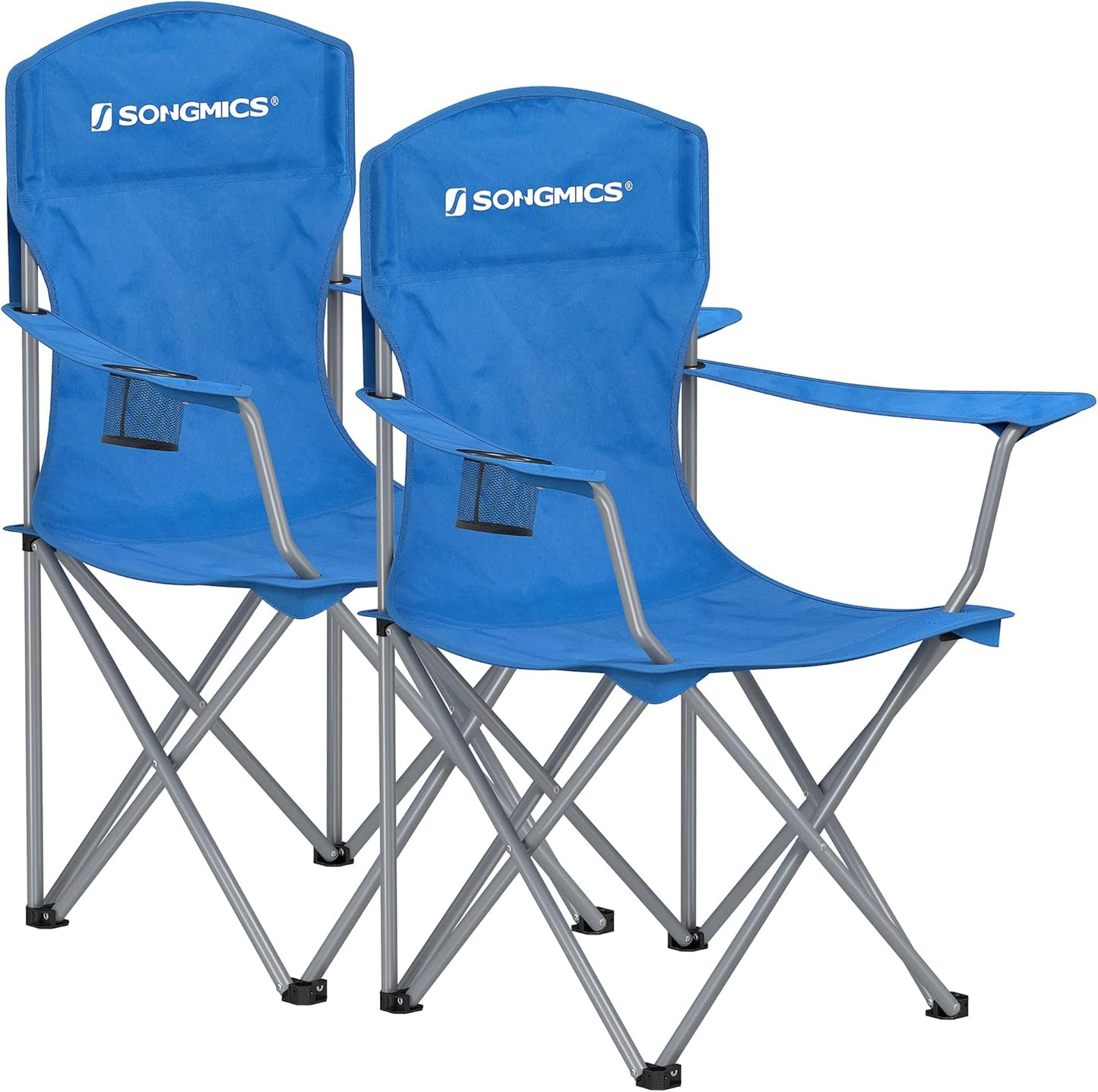 2 Pack Folding Camping Chairs, Load 330 Lb, Cup Holder and High Backrest, Heavy-Duty Structure, for Lawn, Garden, Fishing, Terrace