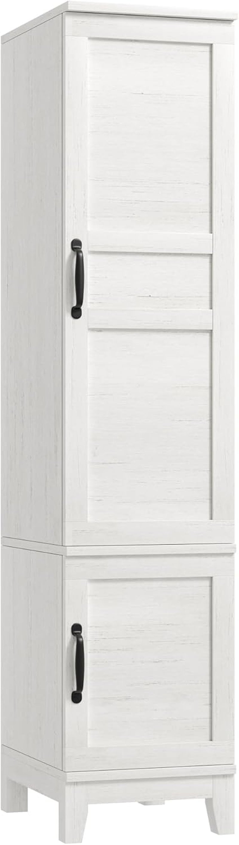 Armoire Wardrobe Closet with 2 Doors,72" Wooden Wardrobe Cabinet with Hanging Rod, Narrow Tall Clothing Armoire Cabinet with 18 Adjustable Shelves for Bedroom, Clothes, Rustic White