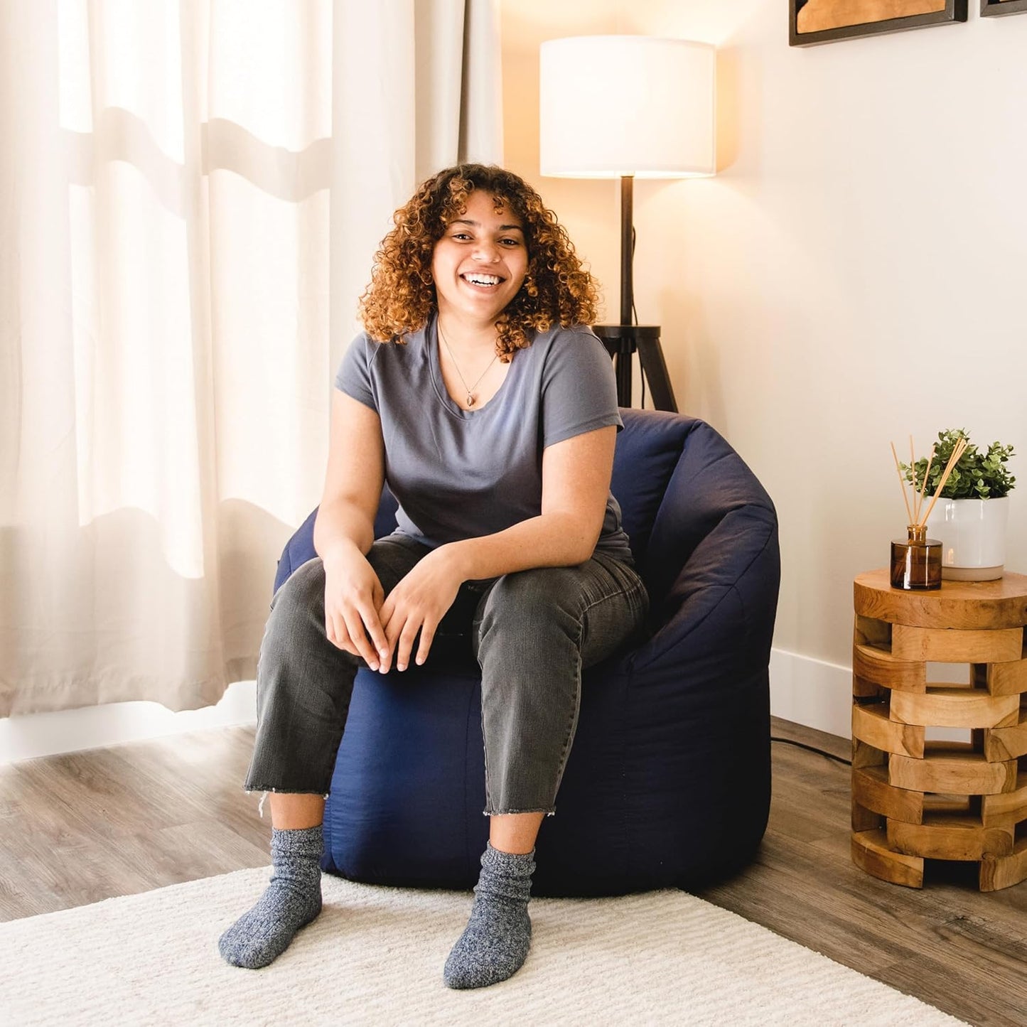 Milano Beanbag Chair Navy Smartmax