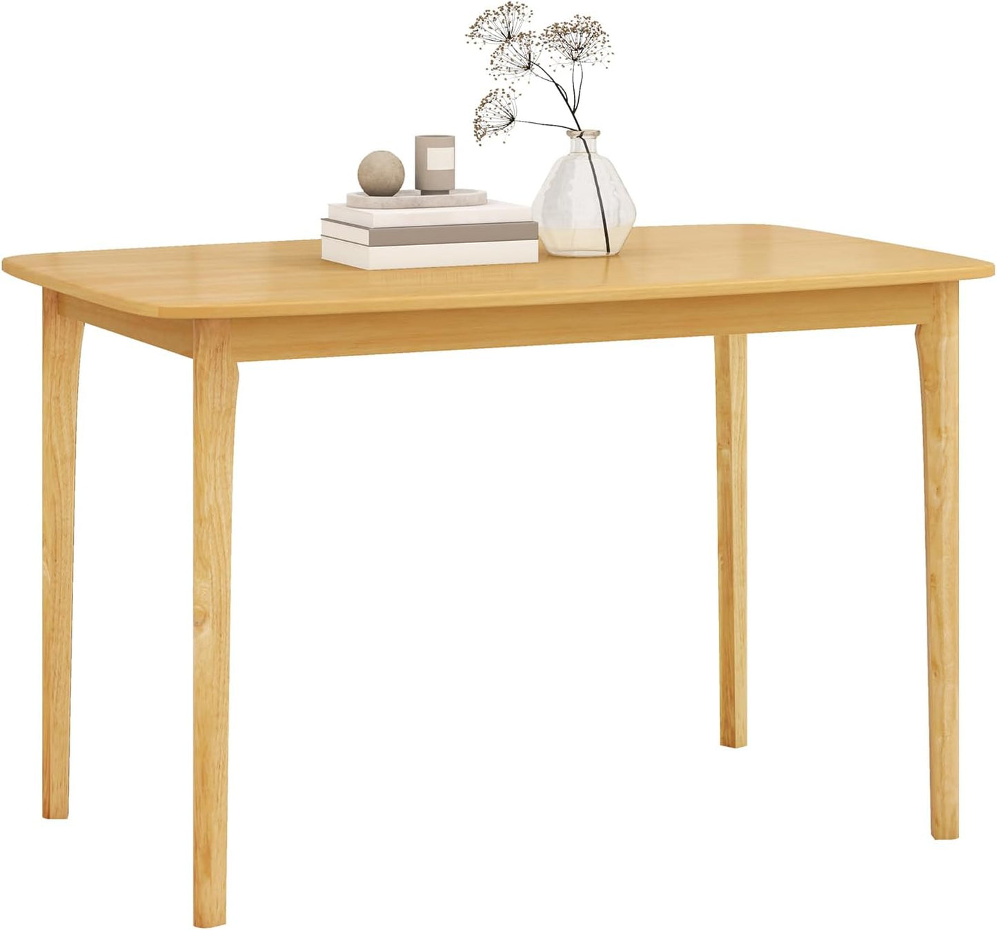 Rectangular Dining Table, Mid Century Modern Kitchen Table, Vintage Coffee Table W/Tabletop & Solid Wood Legs, Wood Farmhouse Table (Natural)