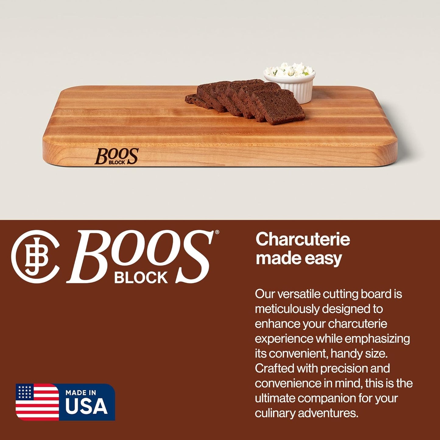 Chop-N-Slice Series Rectangular Wooden Maple Cutting Board 18”X12” – 1.25” Thick, 8-Lb Reversible Butcher Block with Eased Corners, Edge-Grain & Finger Grips – Made in the USA