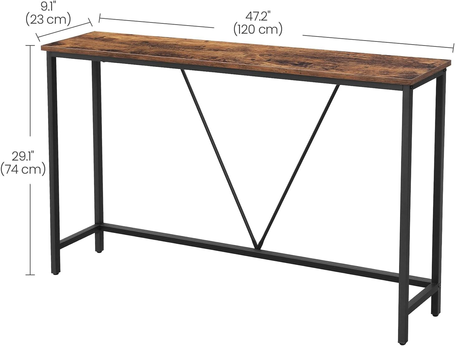 Console Sofa Table, Narrow Entryway Table, for Living Room, Bedroom, Easy Assembly, Charcoal Gray and Ink Black ULNT020B04
