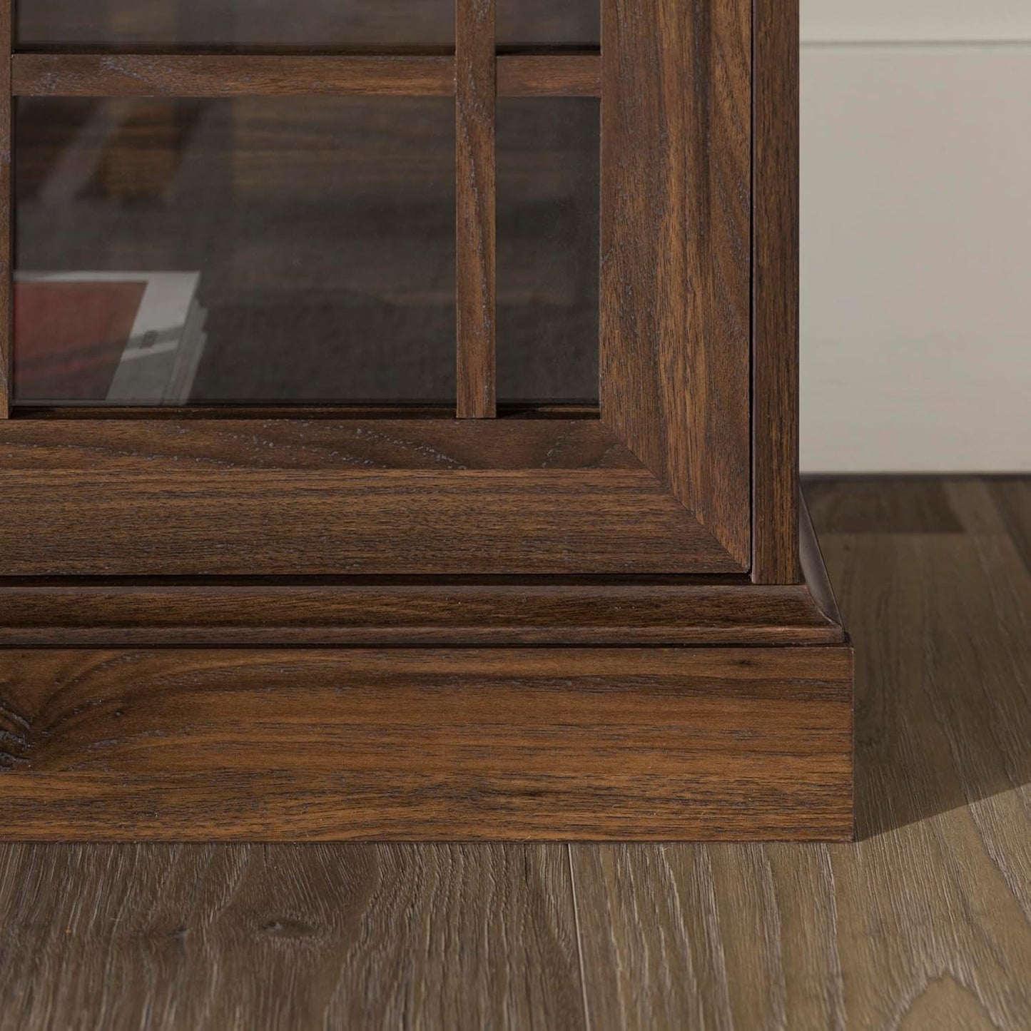 Classic Glass Door Universal TV Stand for Tv'S up to 64" Flat Screen Living Room Storage Cabinet Doors and Shelves Entertainment Center, 16"D X 58"W X 33"H, Dark Walnut