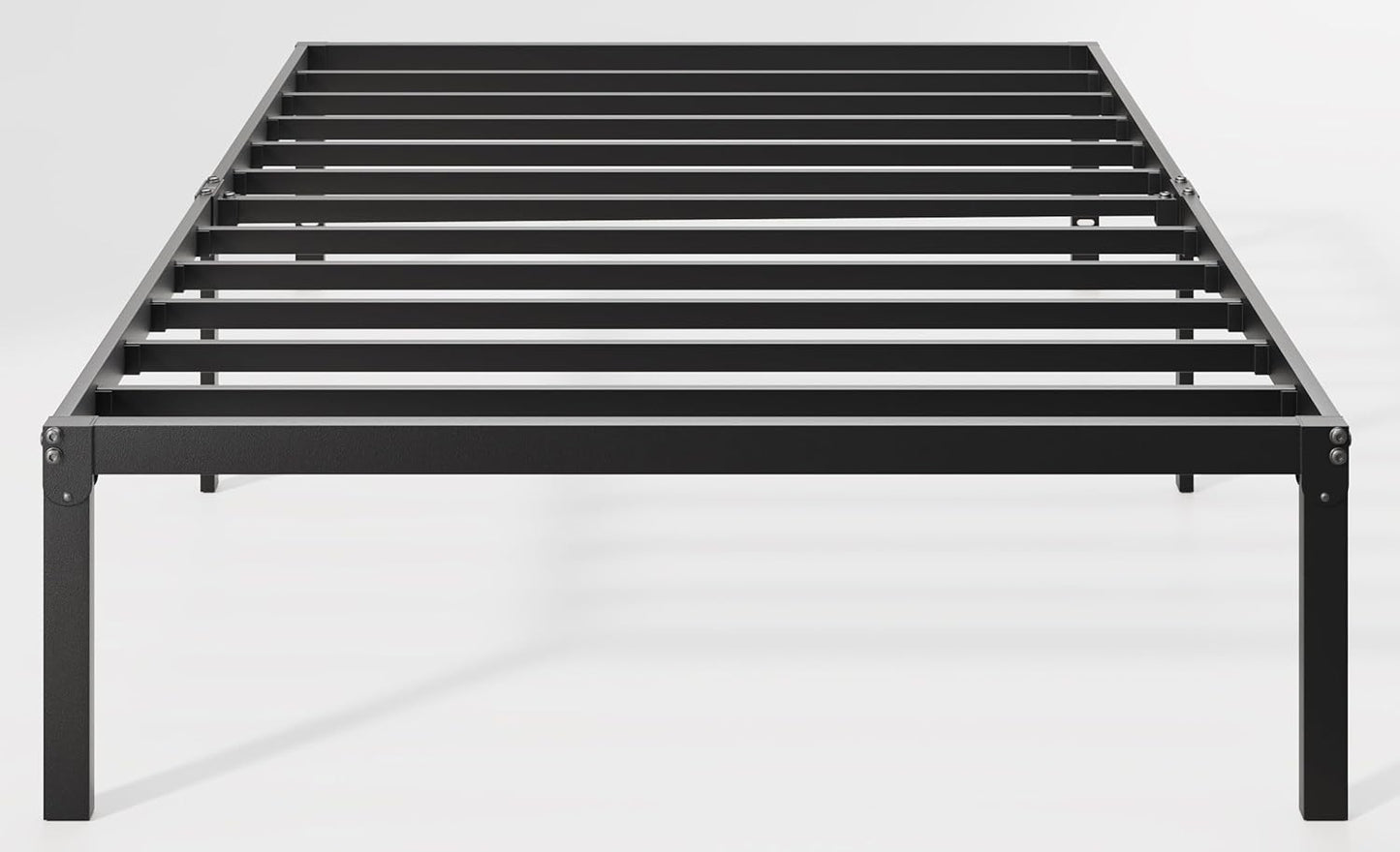 Twin Bed Frame, 14 Inch Metal Platform Beds with Storage Space, No Box Spring Needed and Easy Assembly, Black