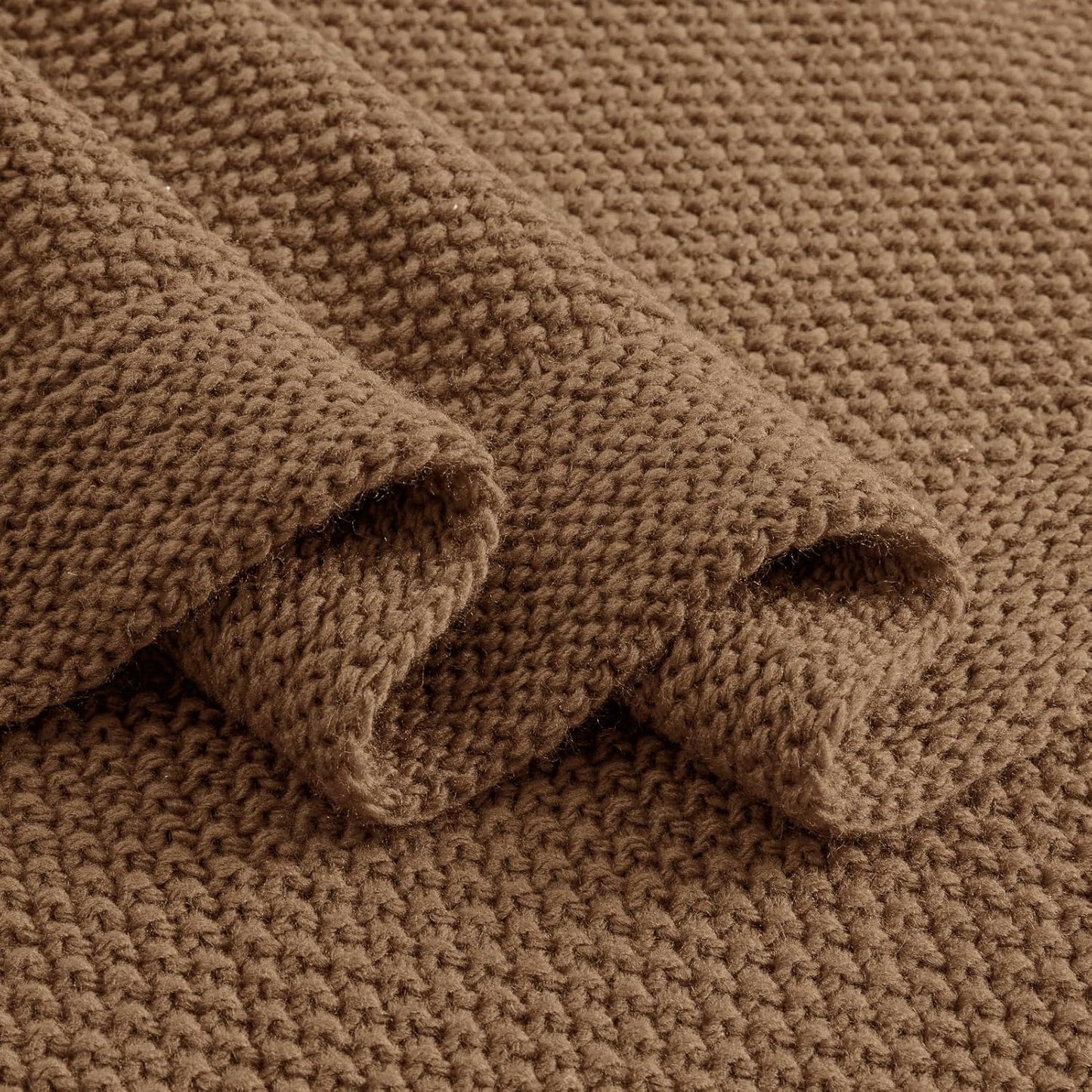 Caramel Brown Throw Blanket for Couch, Soft Cozy Cable Knit Throw for Bed Sofa Living Room, Lightweight Warm Decorative Farmhouse Christmas Blanket, 50"X60", Light Brown