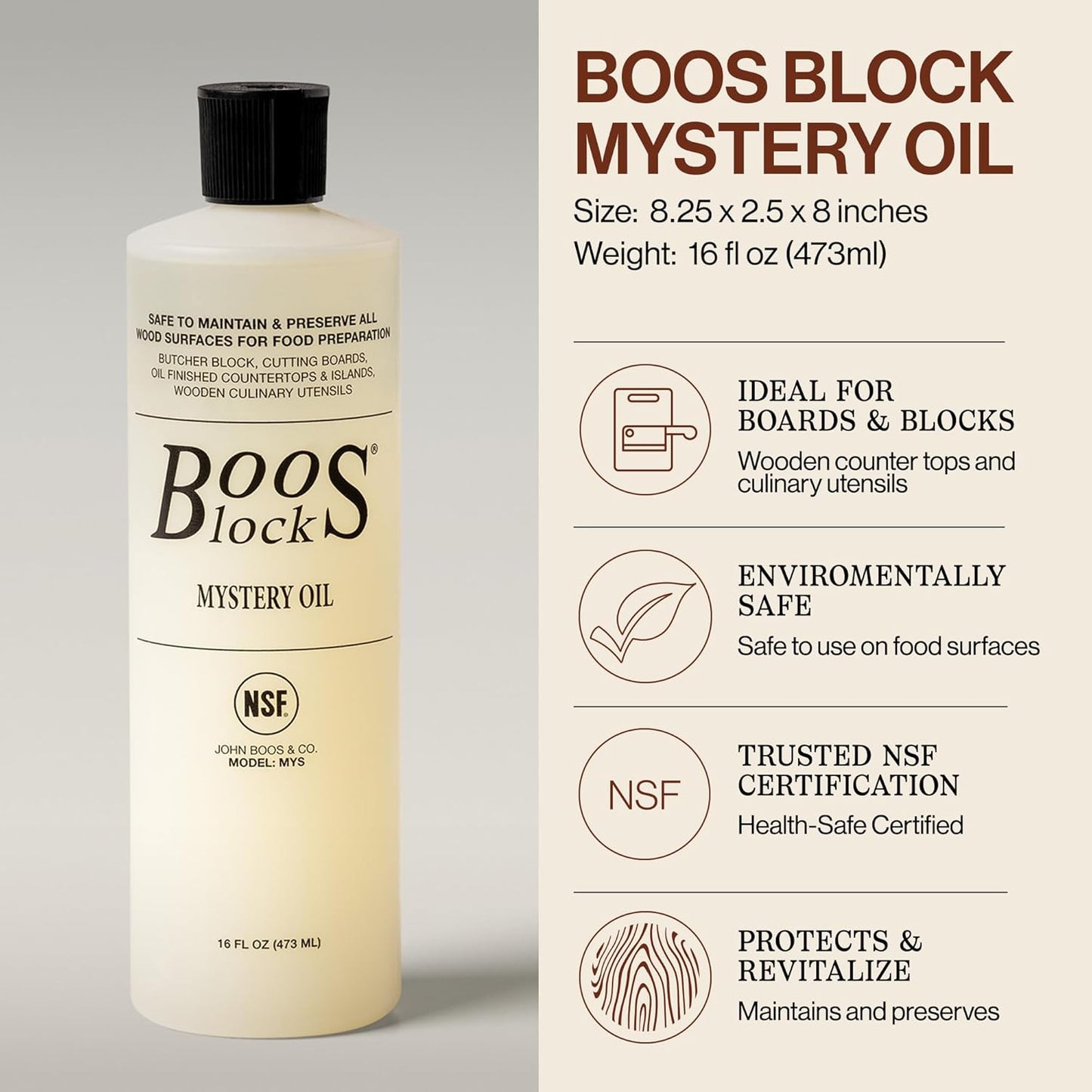 3-Piece Care Set, 16 Oz Mystery Oil, 5 Oz Board Cream & round Applicator - All-Natural Maintenance Formula for Butcher Blocks, Cutting Boards, Wooden Countertops & Wood Utensils