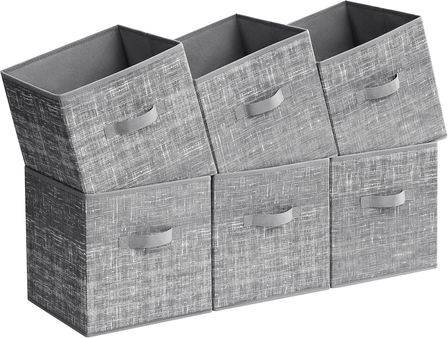 Storage Cubes, 13-Inch Non-Woven Fabric Bins with Double Handles, Set of 6, Closet Organizers for Shelves, Foldable, for Clothes, Cattail Gray UROB033G01